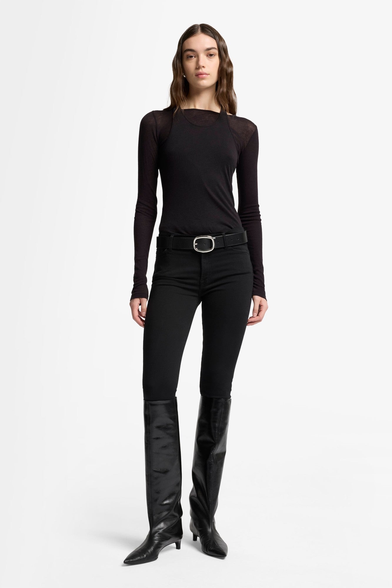 7-for-all-mankind-the-skinny-high-waist-jeans-slim-illusion-rinsed-black image 2