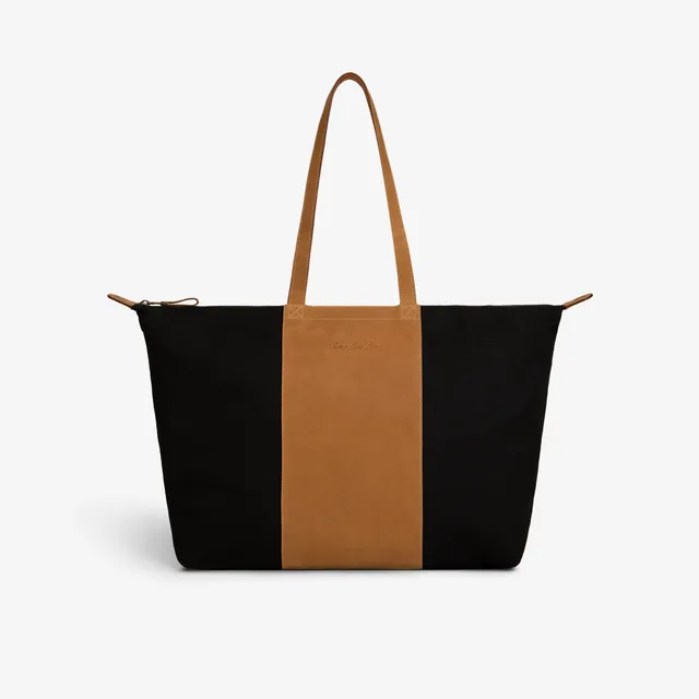 aim-leon-dore-leather-canvas-zip-tote-tasche-schwarz-21-2-zoll image 1