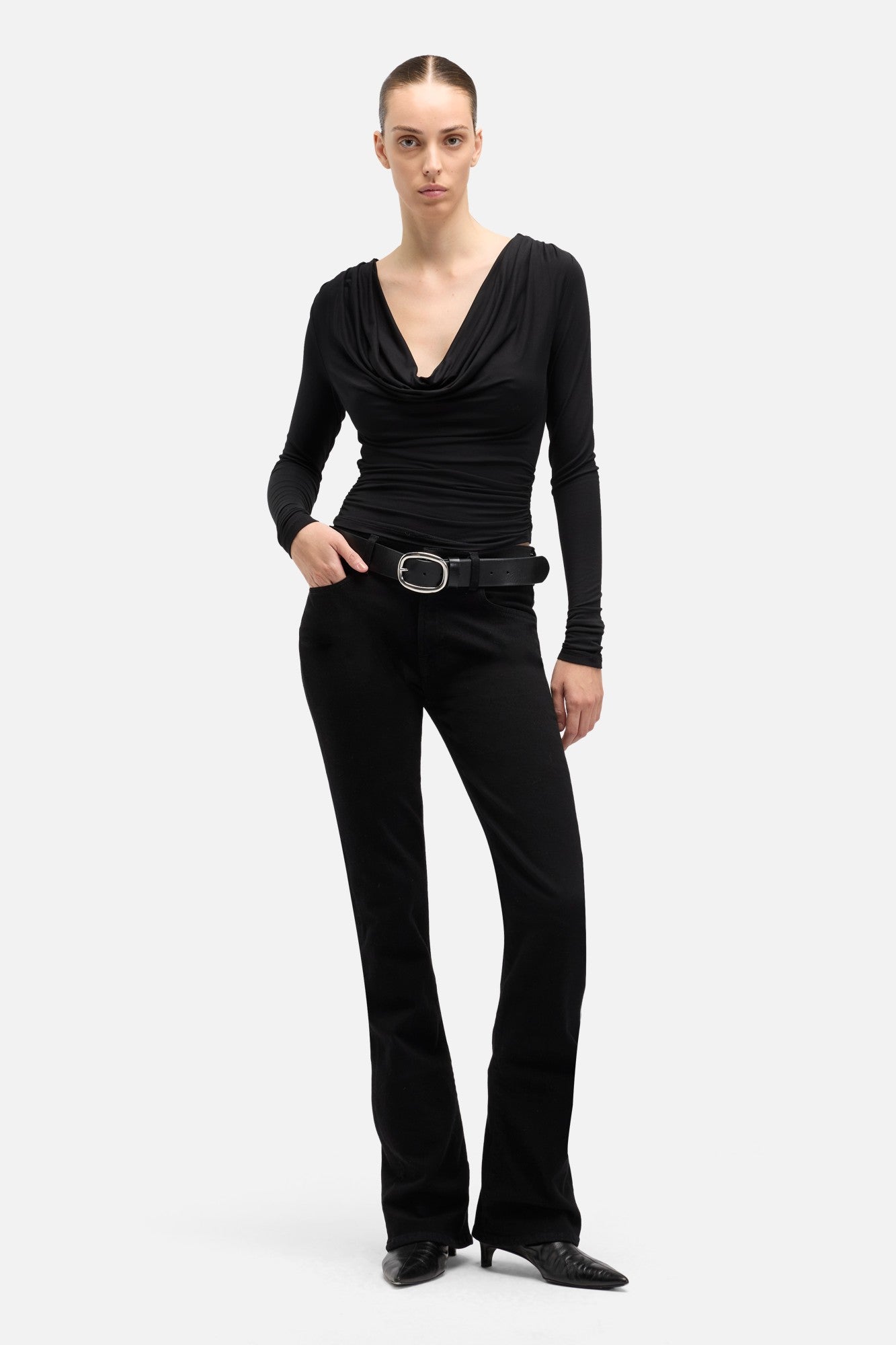 7-for-all-mankind-long-sleeve-draped-top-langarm-drap-top-in-black image 2