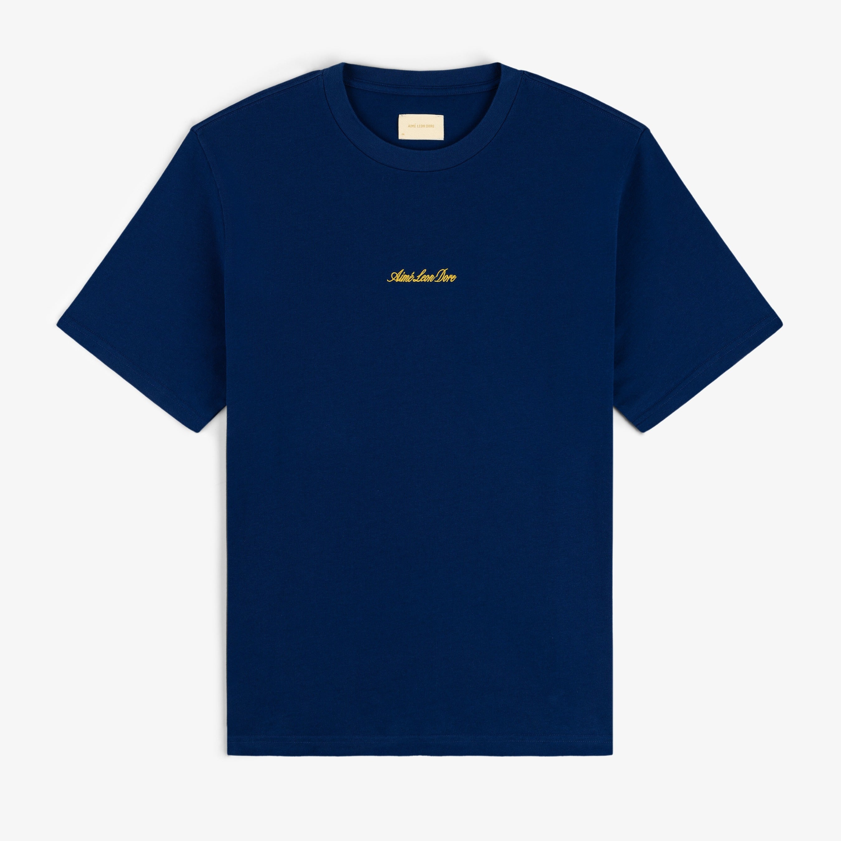aim-leon-dore-embroidered-logo-tee-t-shirt-navy image 1