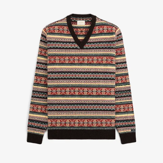 aim-leon-dore-fair-isle-v-neck-sweater-pullover-multicolor image 1