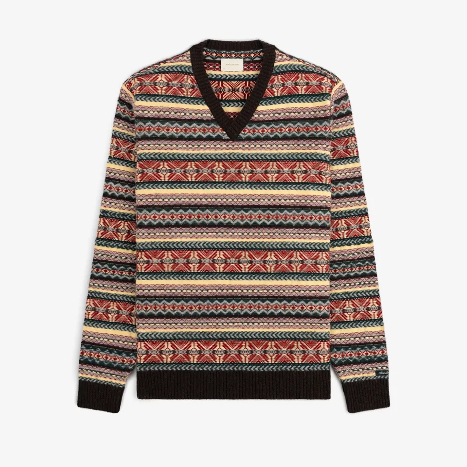 aim-leon-dore-fair-isle-v-neck-sweater-pullover-multicolor image 1