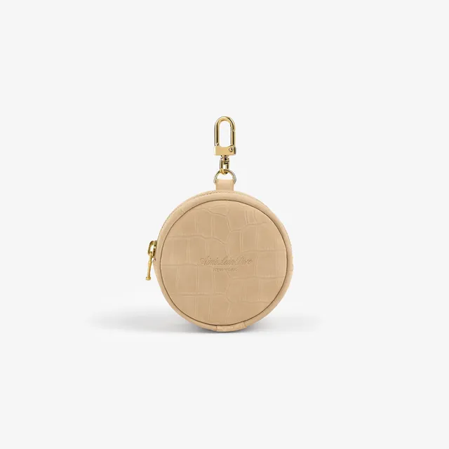 aim-leon-dore-croc-embossed-nubuck-keychain-pouch-tan image 1