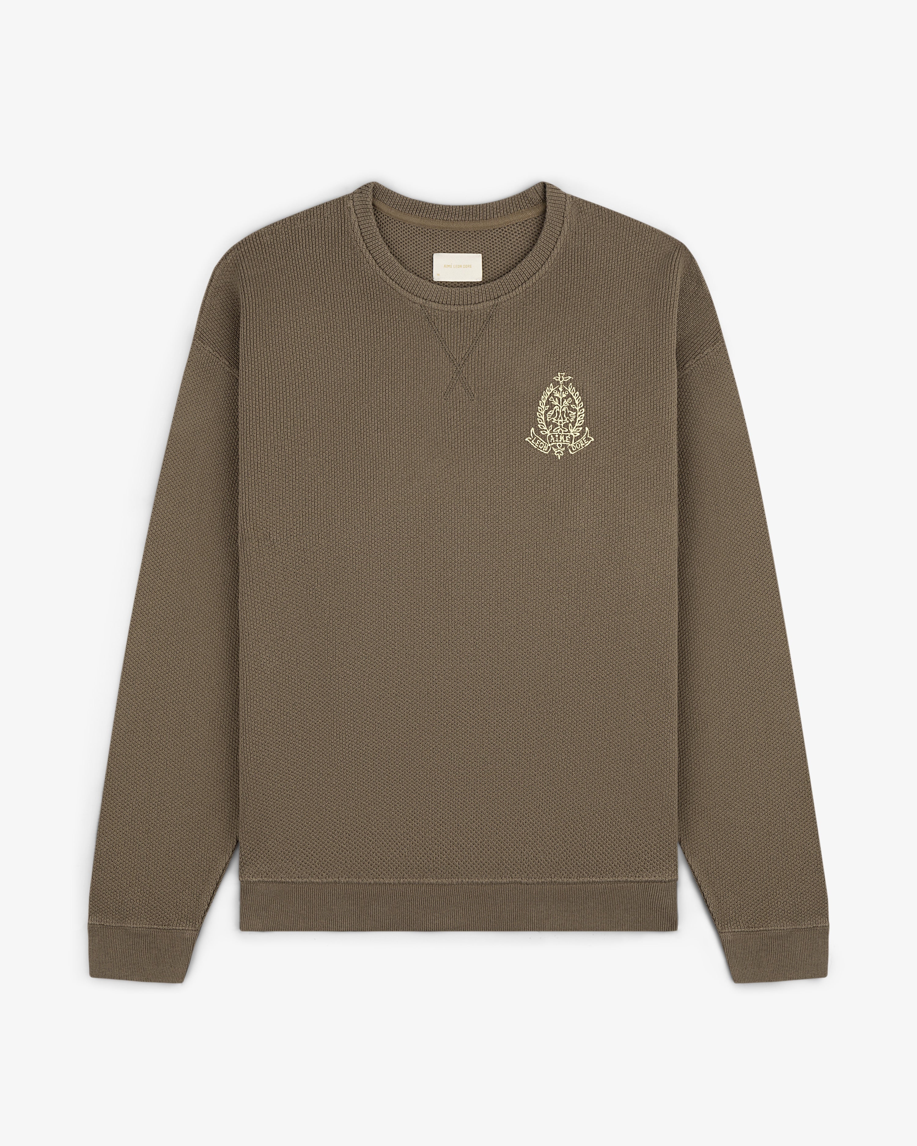 aim-leon-dore-saint-george-piqu-crewneck-sweatshirt-taupe image 3