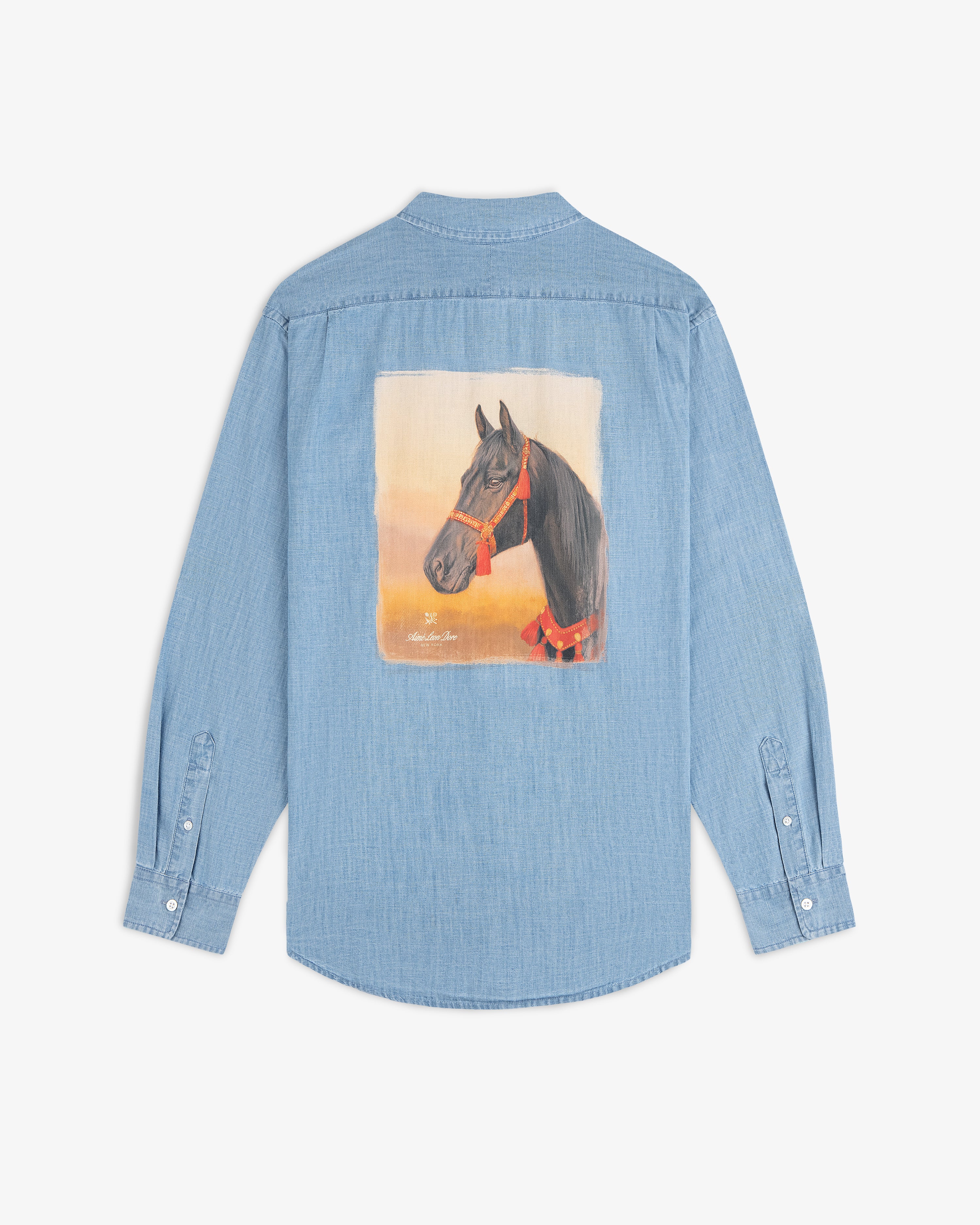 aim-leon-dore-bayard-chambray-shirt-light-wash-oversized-fit image 2