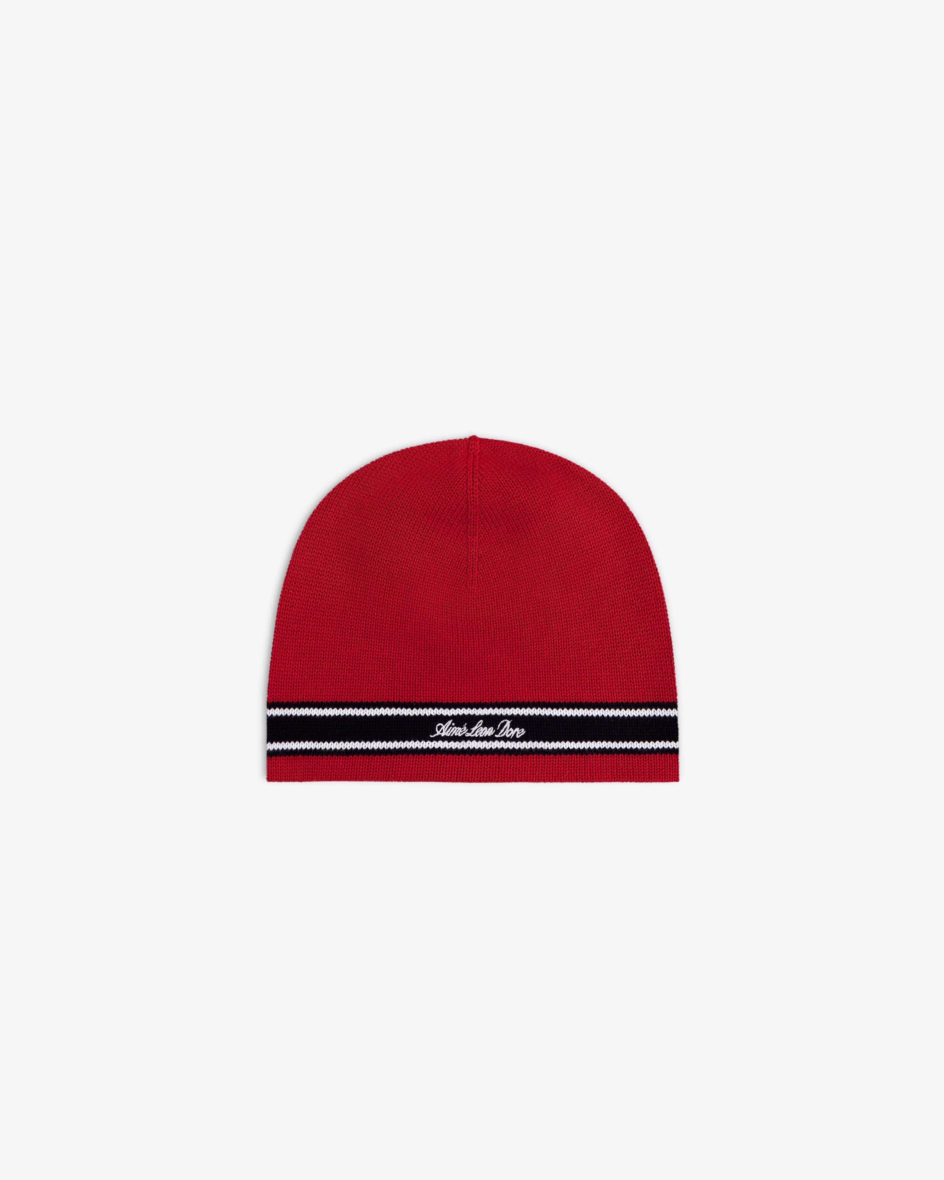 aim-leon-dore-stripe-knit-beanie-rote-strickm-tze-aus-baumwolle image 2
