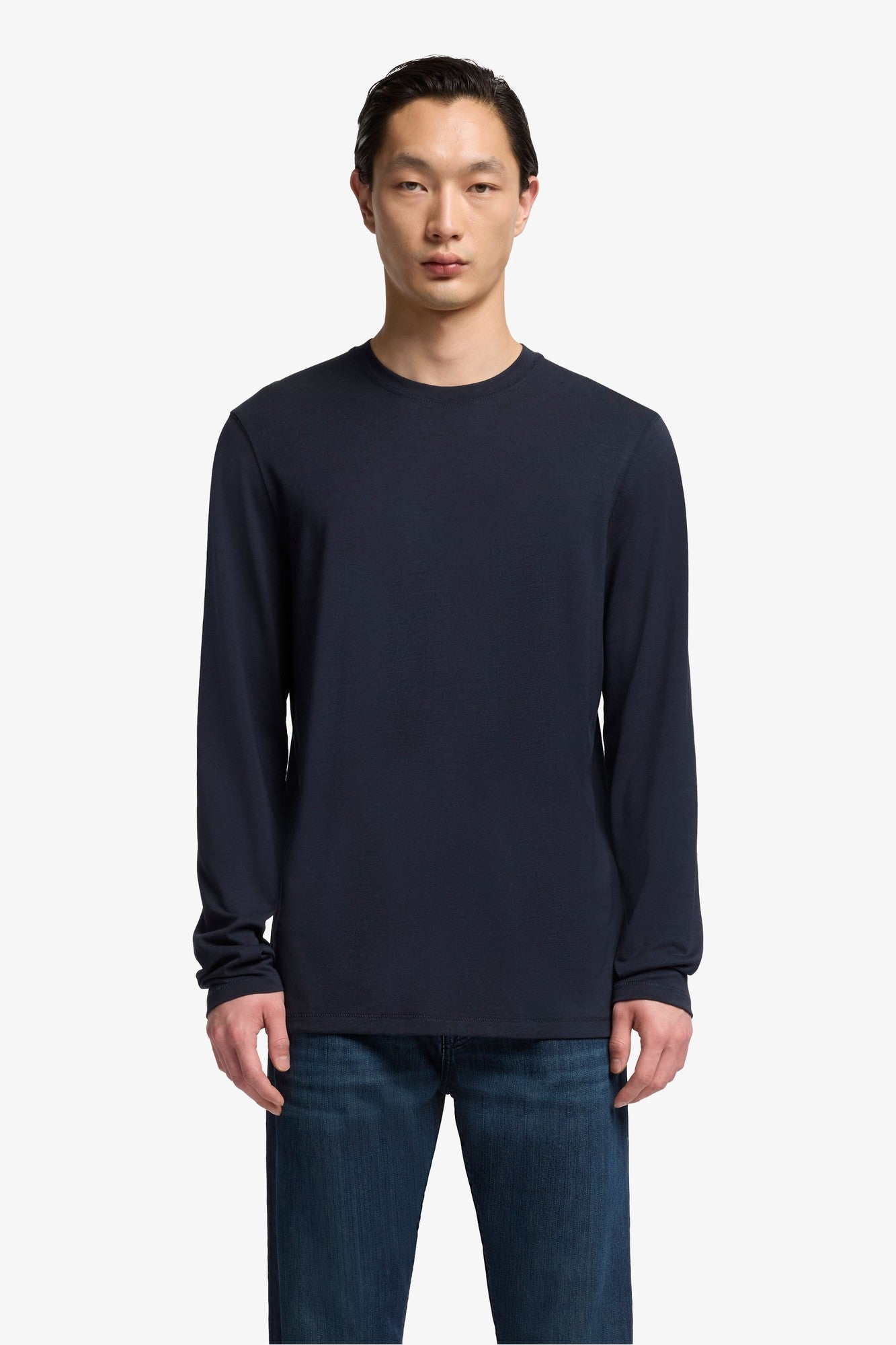 7-for-all-mankind-crewneck-long-sleeve-tee-lyocell-navy-herren-langarmshirt image 2