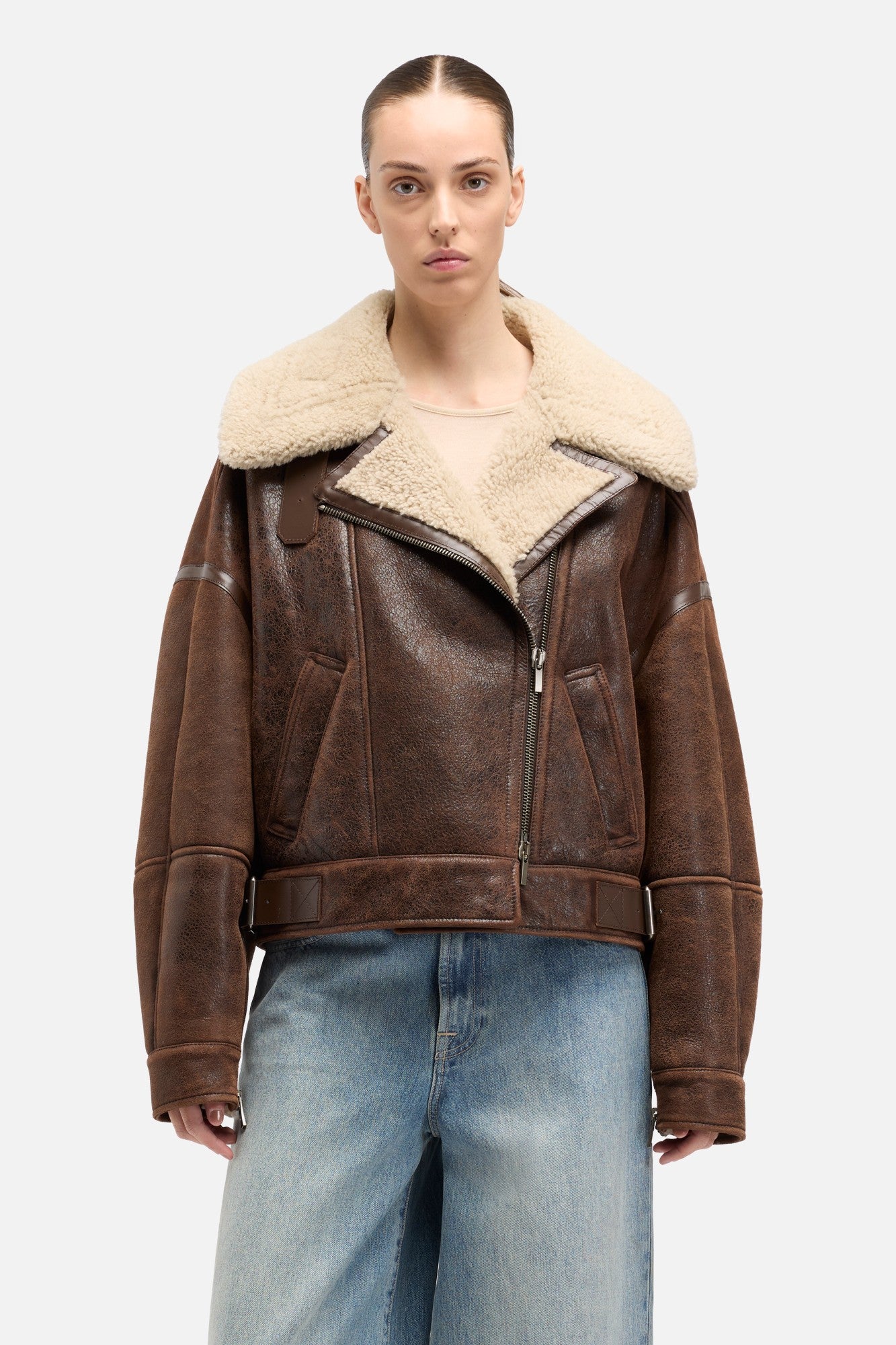 7-for-all-mankind-leather-shearling-jacke-brown-oversized-biker-aus-italienische image 3