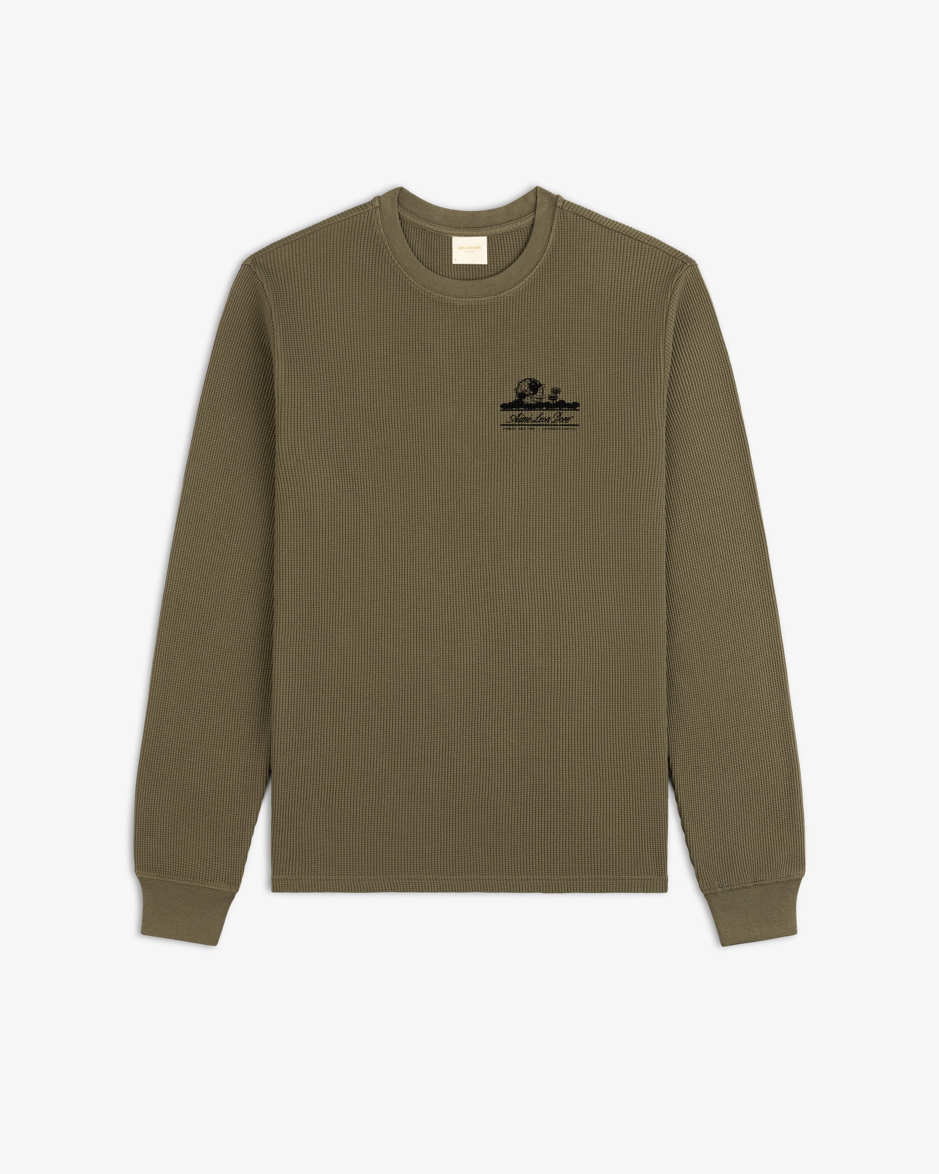 aim-leon-dore-long-sleeve-unisphere-waffle-thermal-olive image 3