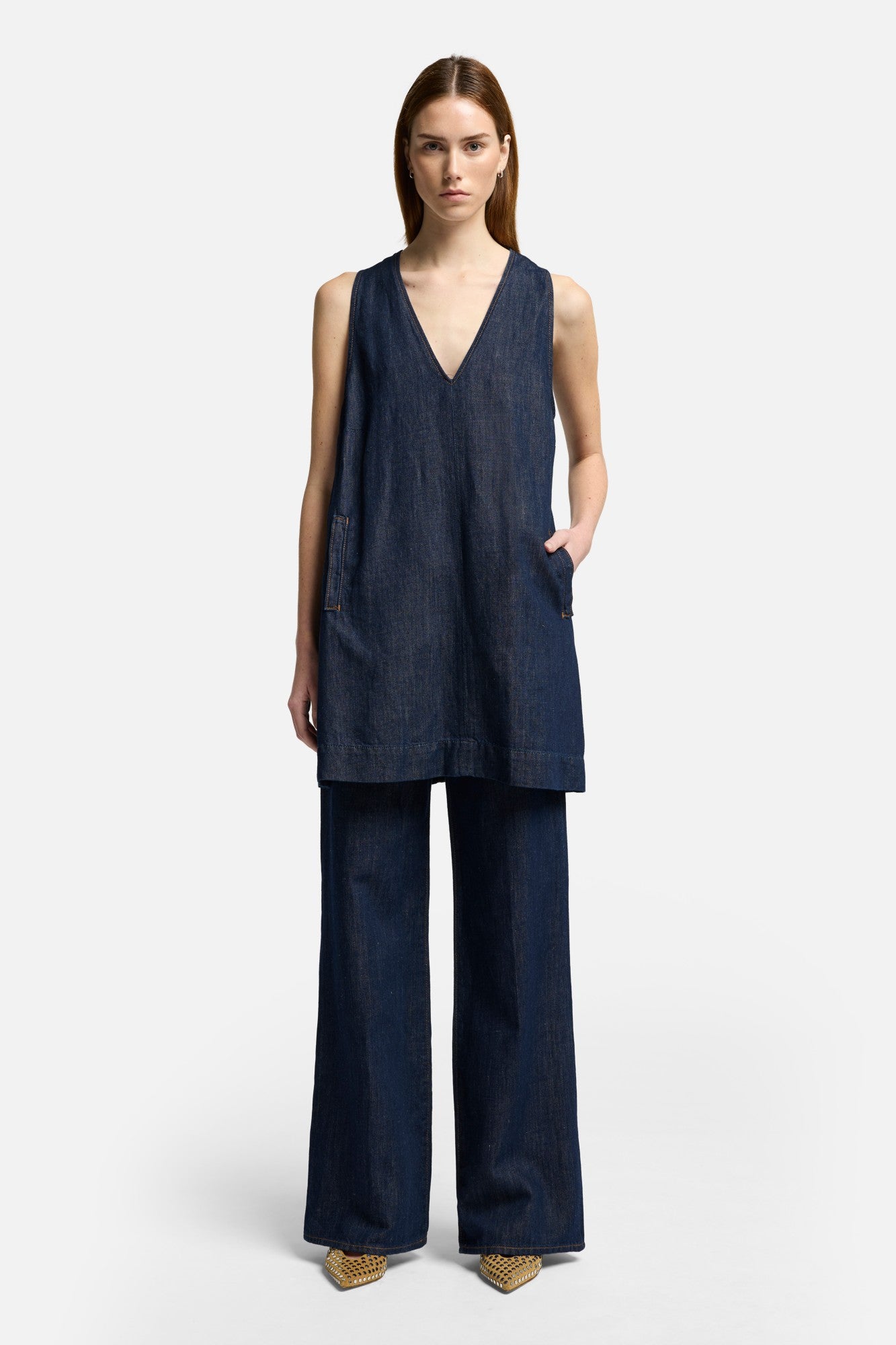 7-for-all-mankind-indigo-linen-v-neck-dress-blueberry-mini-kleid image 3