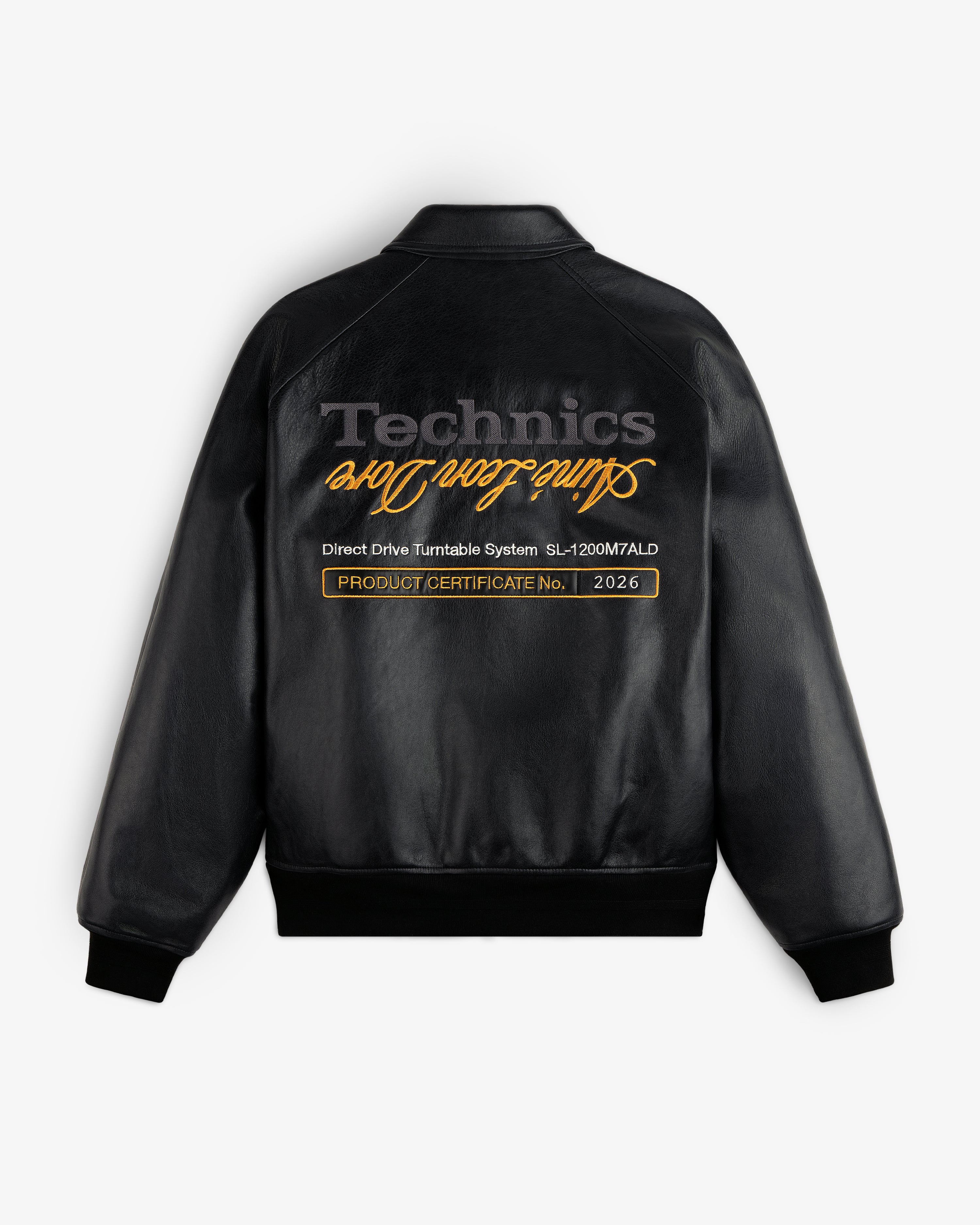 aim-leon-dore-x-technics-varsity-lederjacke-schwarz image 2