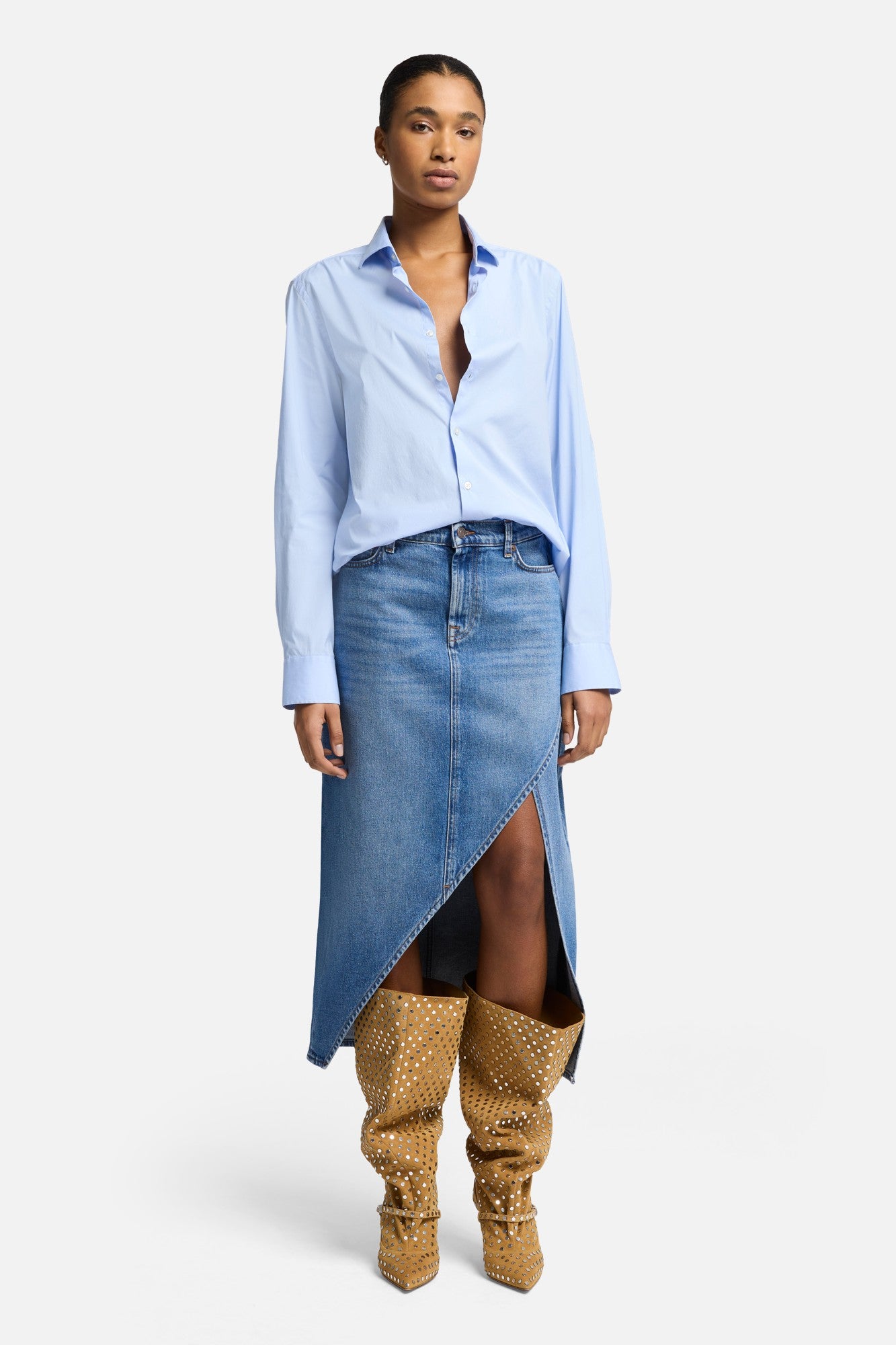7-for-all-mankind-libby-denim-slit-skirt-jeansrock-in-weekend image 2