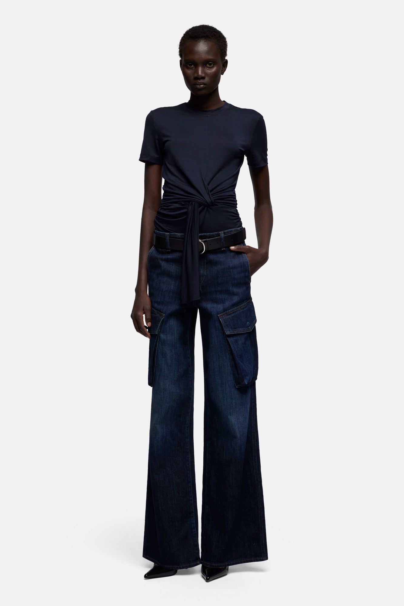 7-for-all-mankind-fitted-twist-tee-lyocell-navy-t-shirt image 2