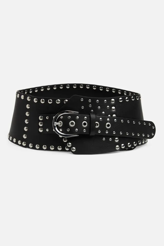 7-for-all-mankind-studded-waist-belt-black-damen-lederg-rtel image 1
