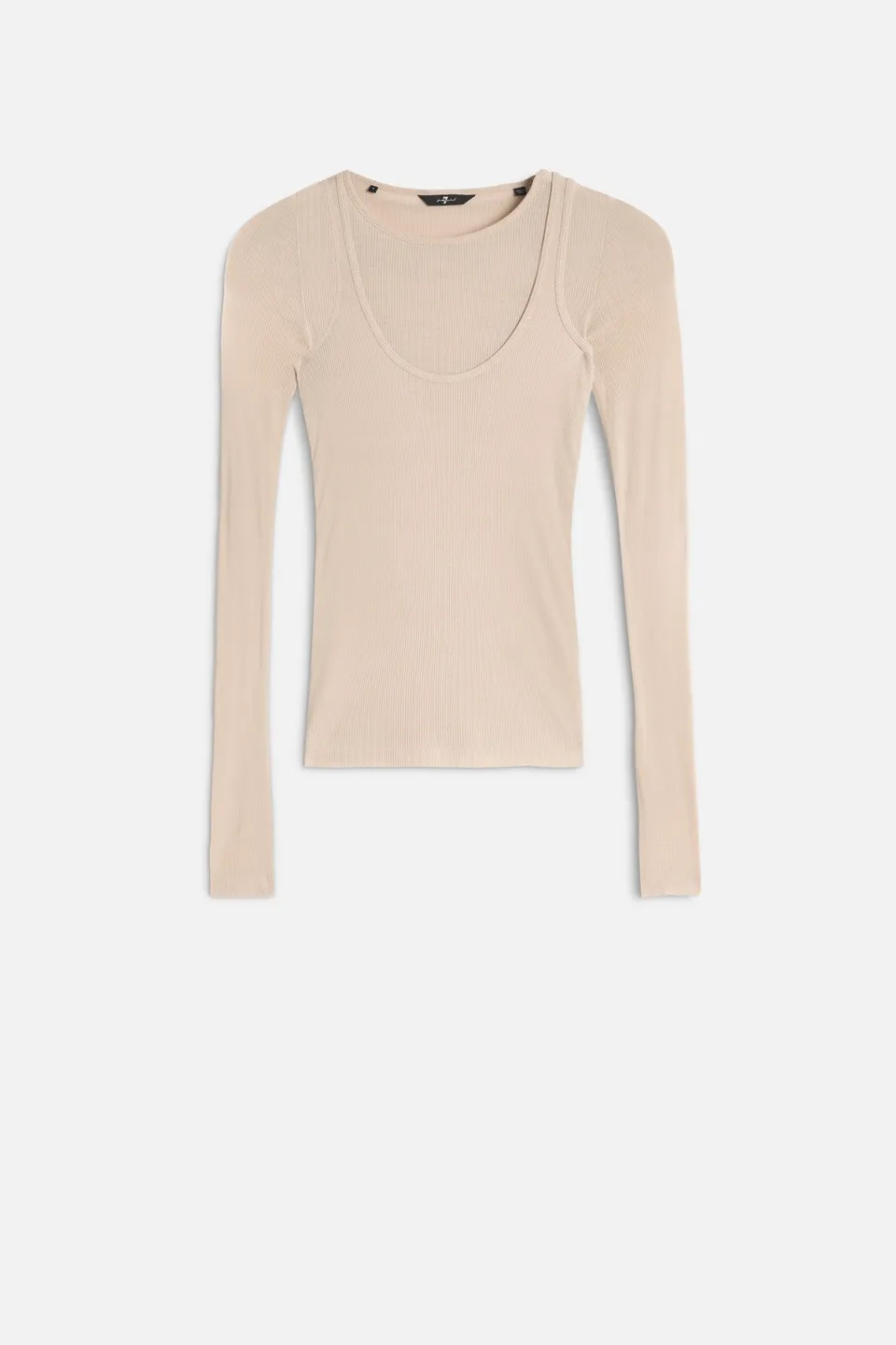 7-for-all-mankind-double-layer-longsleeve-rib-nude-damen-top image 1