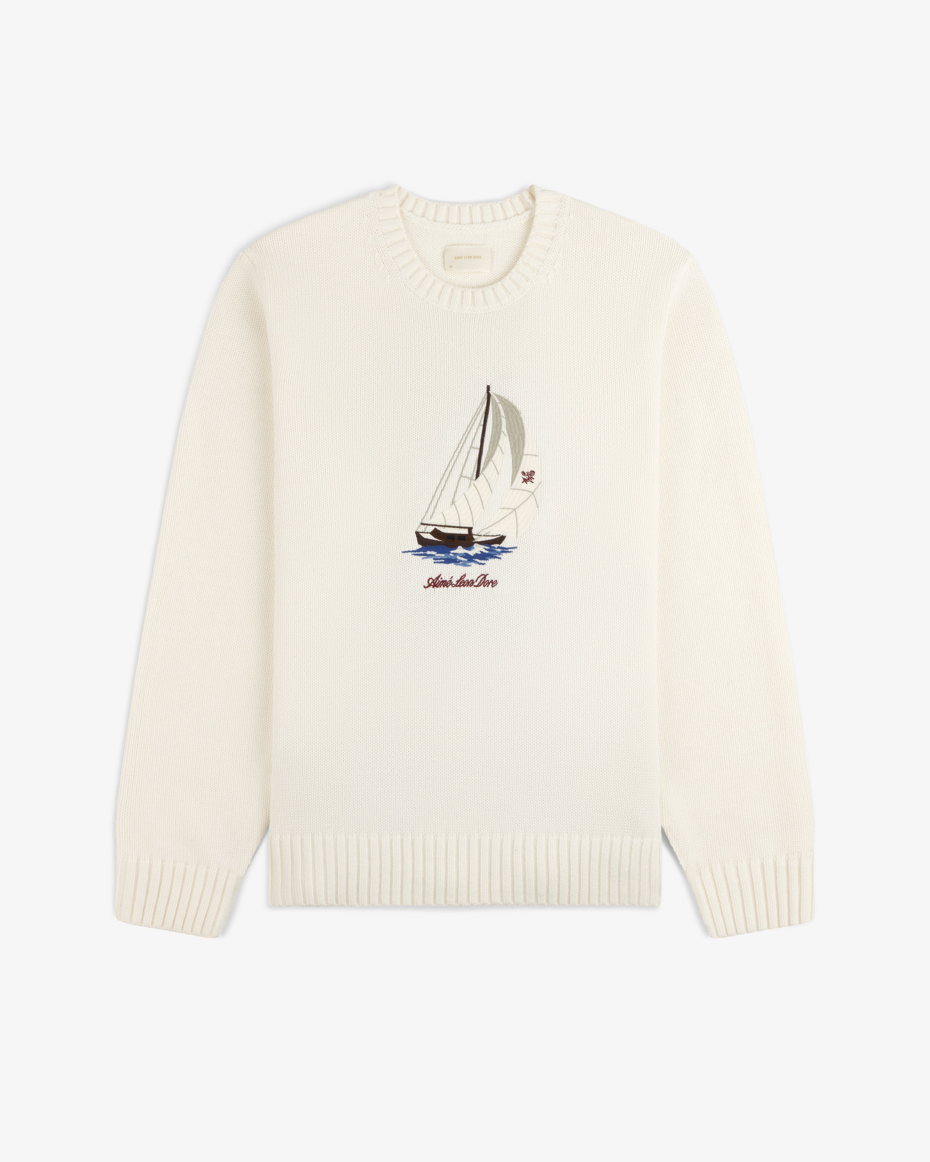 aim-leon-dore-regatta-embroidered-crewneck-sweater-cream image 2