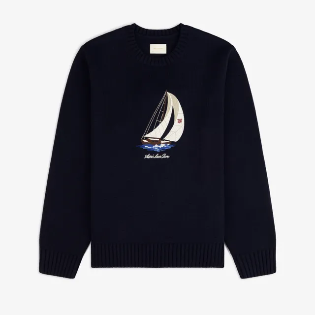 aim-leon-dore-regatta-embroidered-crewneck-sweater-navy image 1