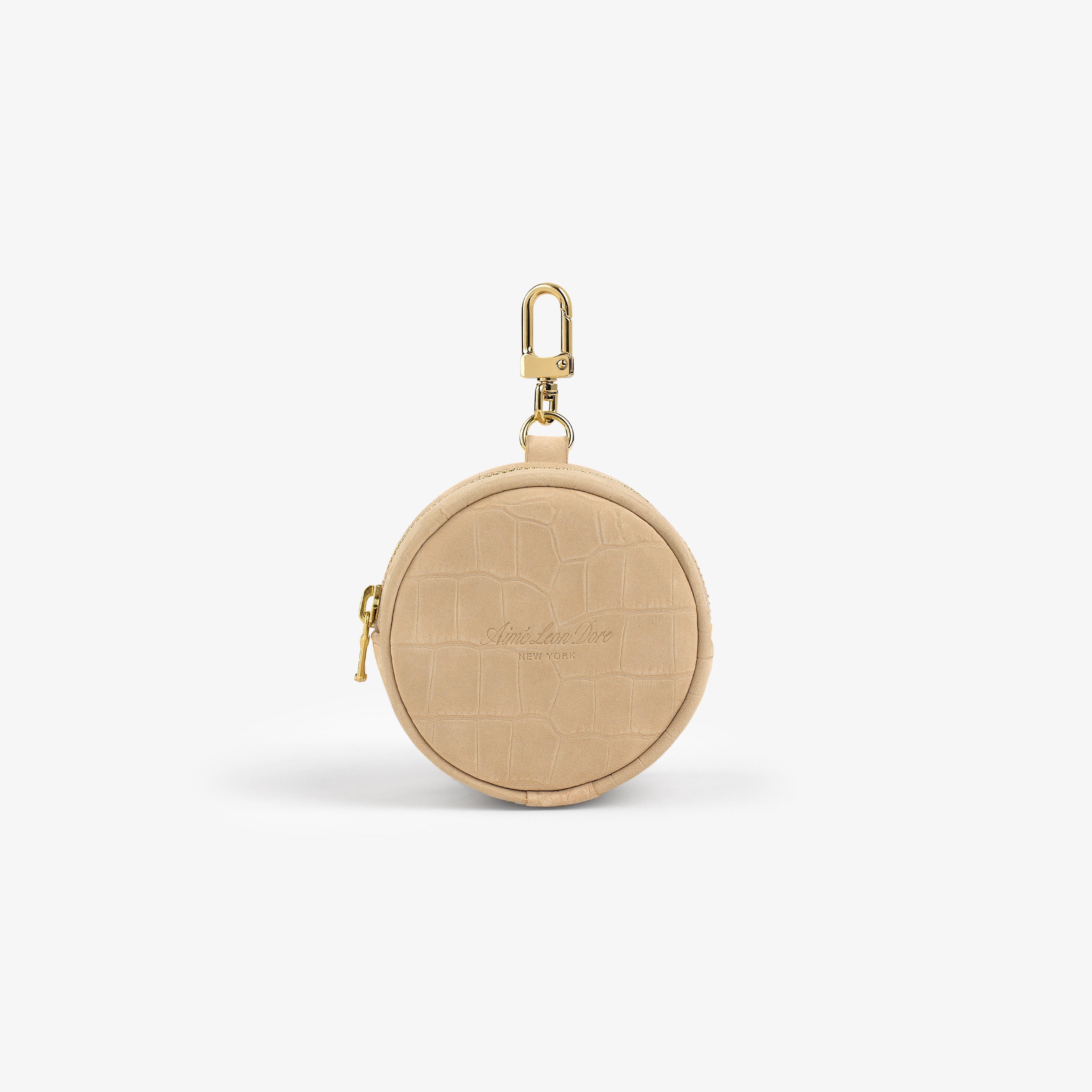 aim-leon-dore-croc-embossed-nubuck-keychain-pouch-tan image 1