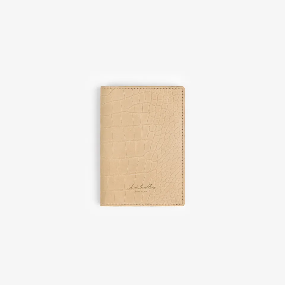 aim-leon-dore-croc-embossed-nubuck-passport-holder-tan image 1