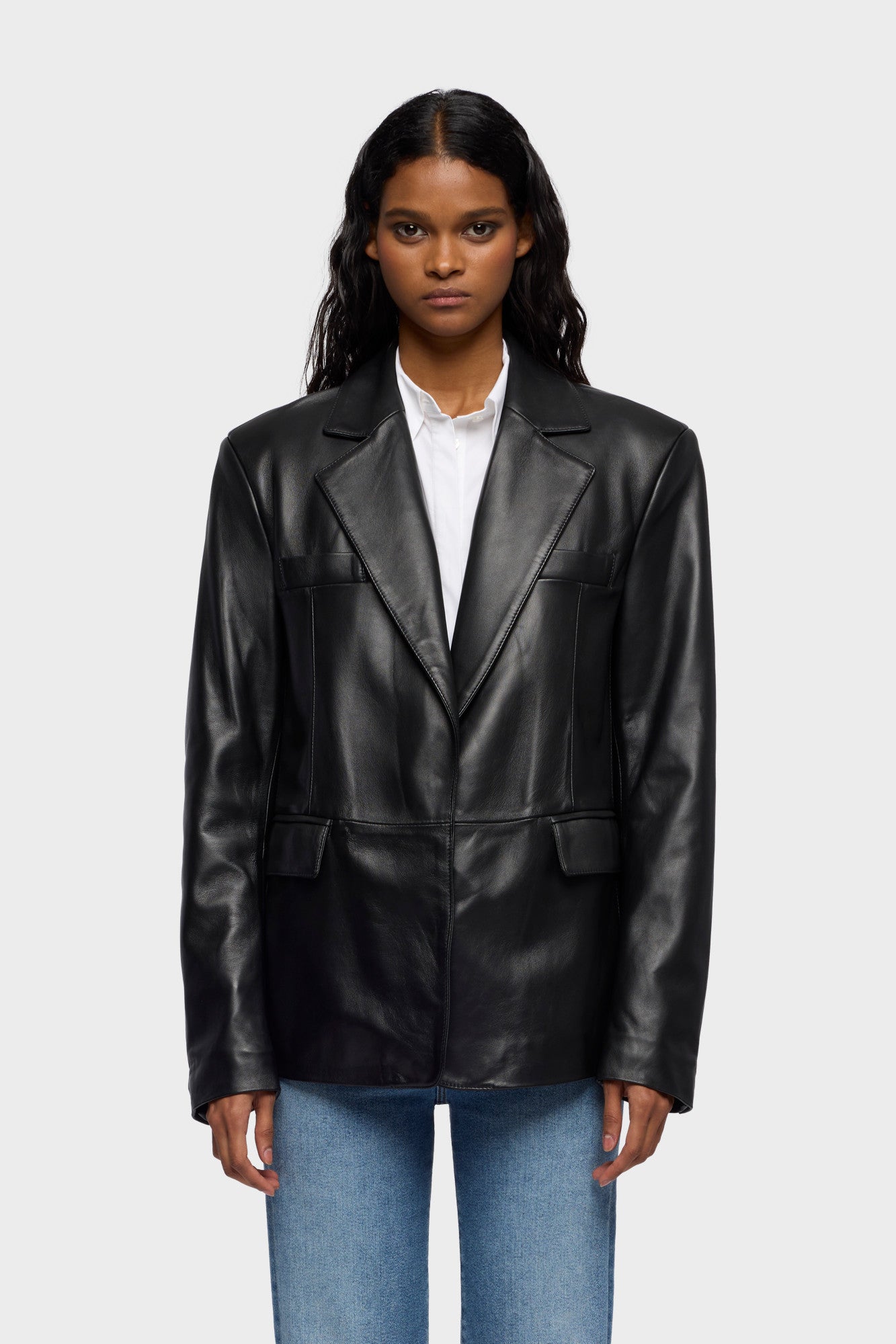 7-for-all-mankind-leder-blazer-single-breasted-in-schwarz image 3