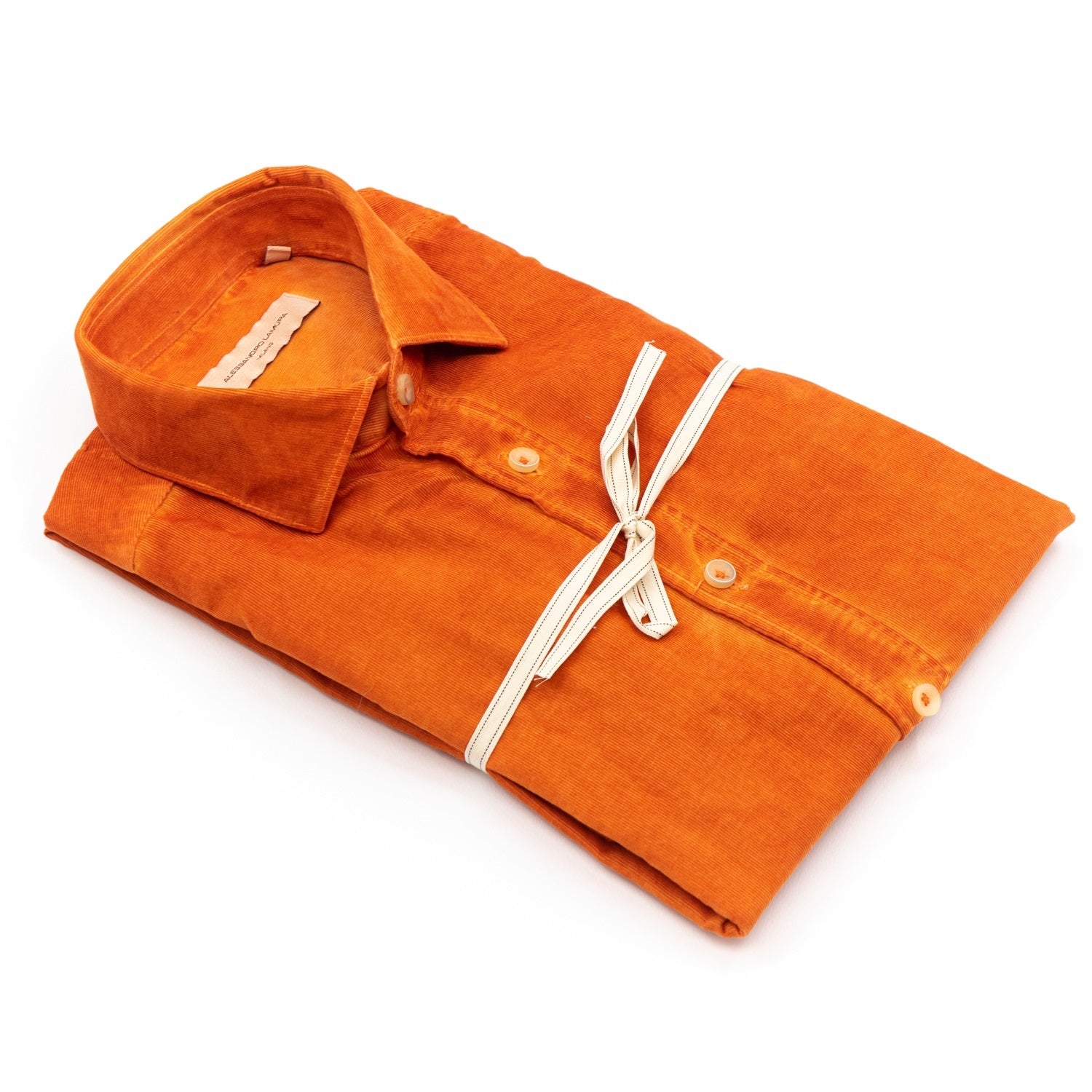 alessandro-lamura-camicia-velluto-arancione-herrenhemd image 1
