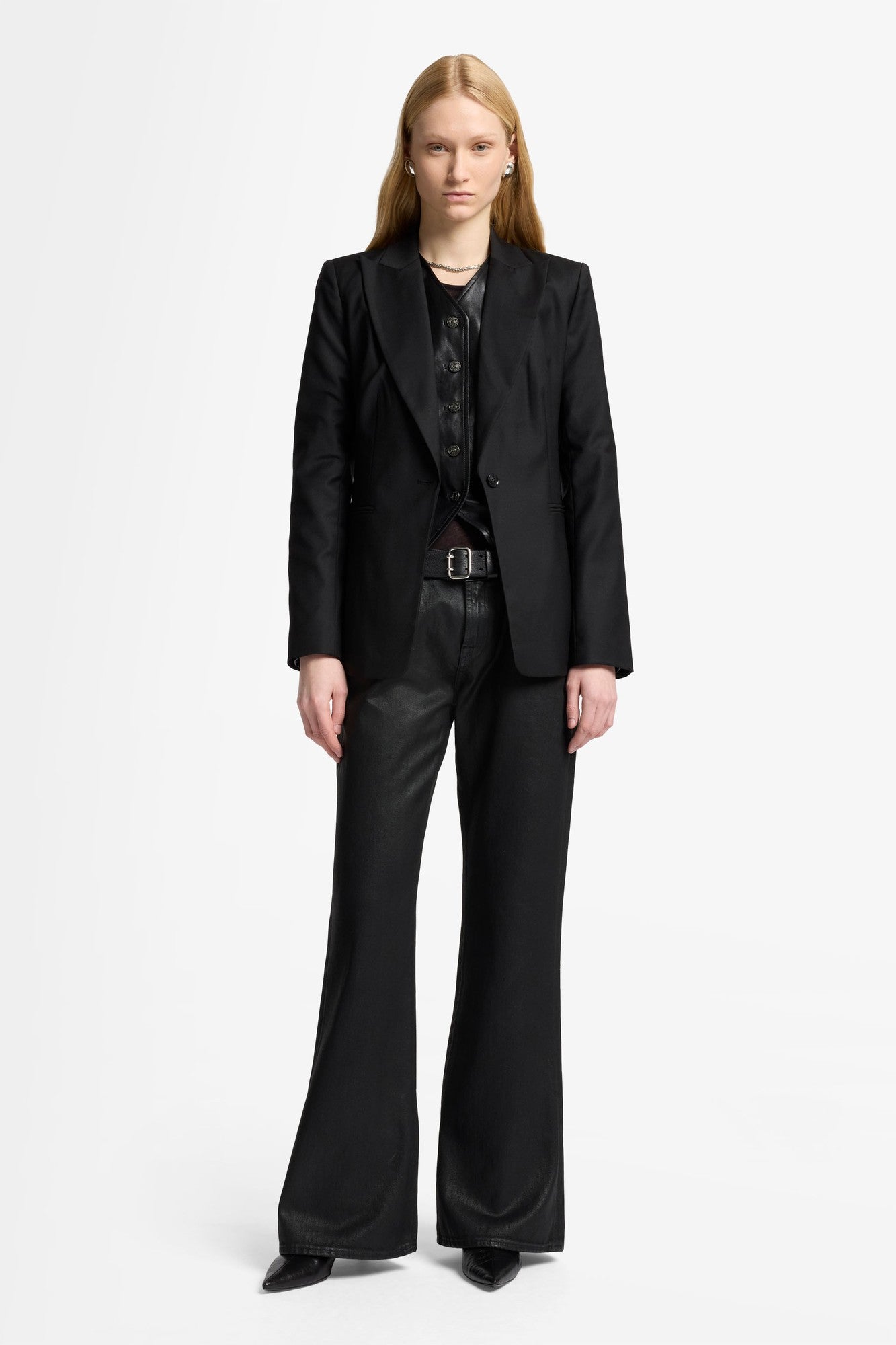 7-for-all-mankind-spencer-flare-coated-denim-jeans-blackcat image 2