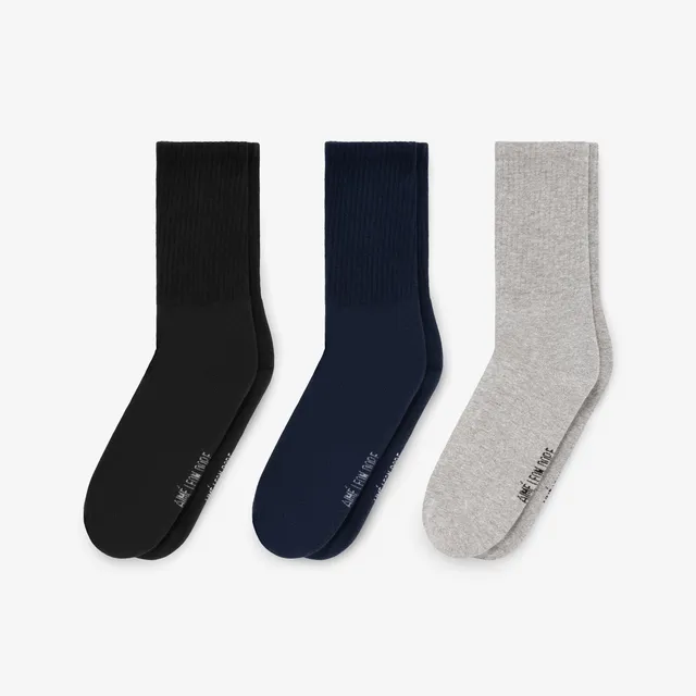 aim-leon-dore-crew-sock-3-pack-unisex-crew-socken-schwarz-navy-grau image 1