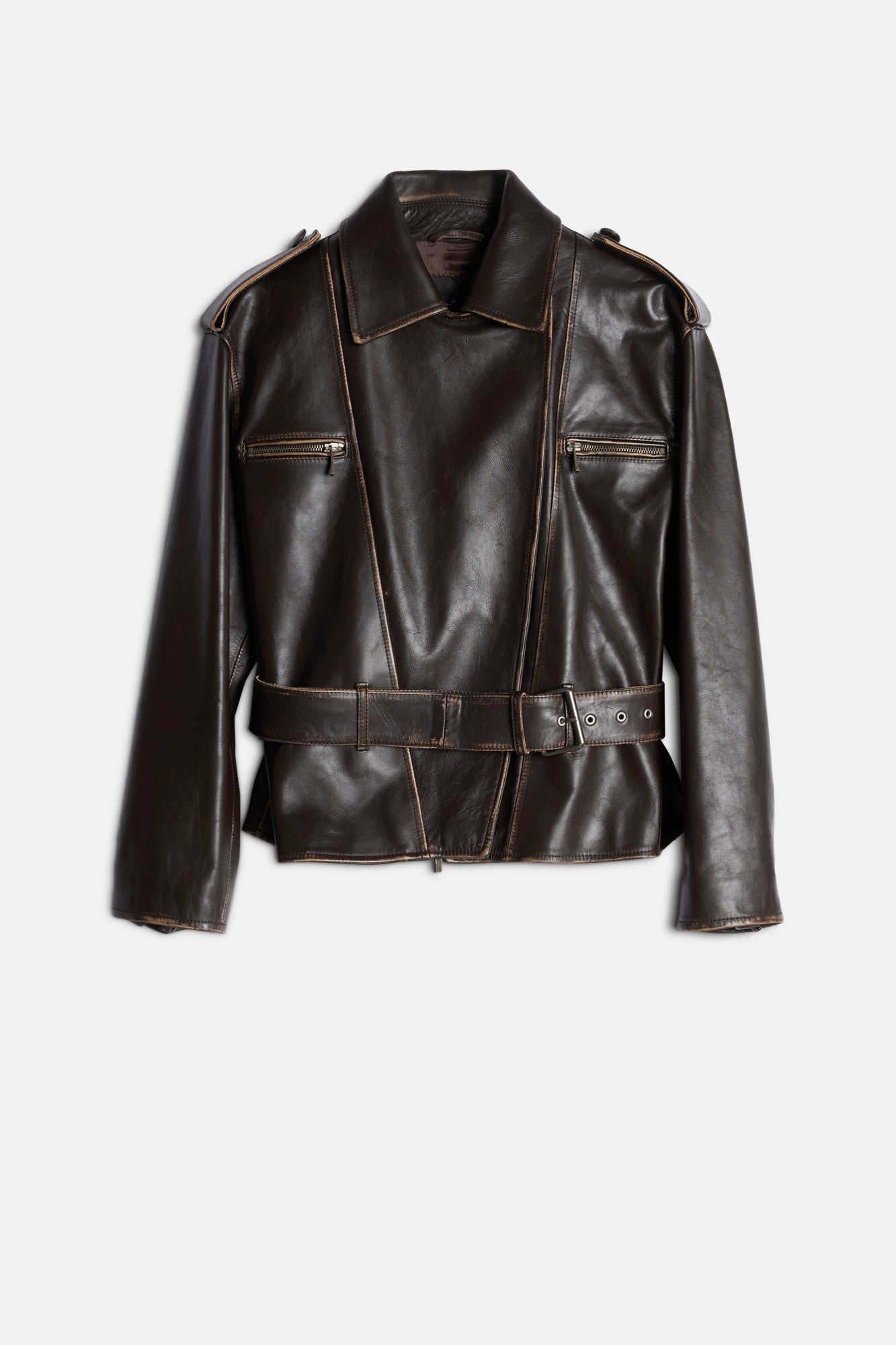 7-for-all-mankind-bikerjacke-aus-leder-in-vintage-brown image 1