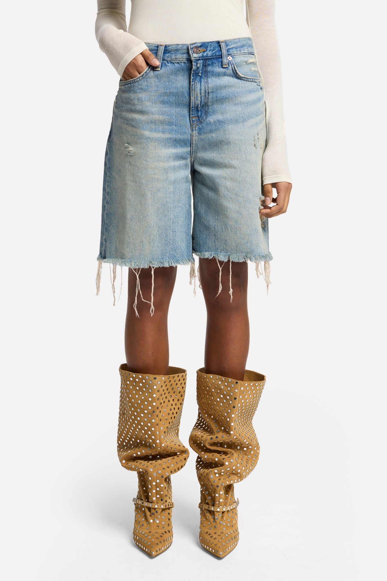 mankind-lola-denim-shorts-damen-kupfer-mid-rise image 3