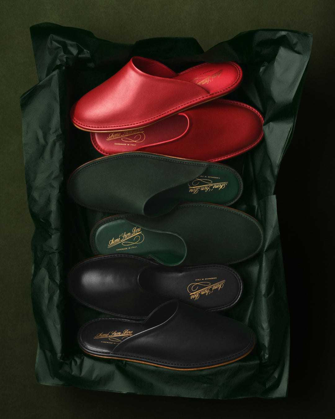 aim-leon-dore-leather-travel-slipper-rote-lederslipper-made-in-italy image 3