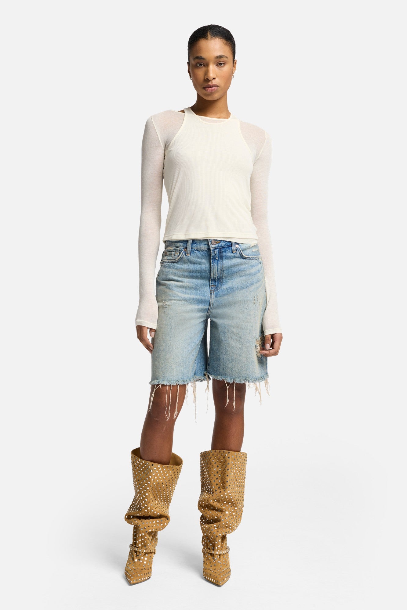 mankind-lola-denim-shorts-damen-kupfer-mid-rise image 2