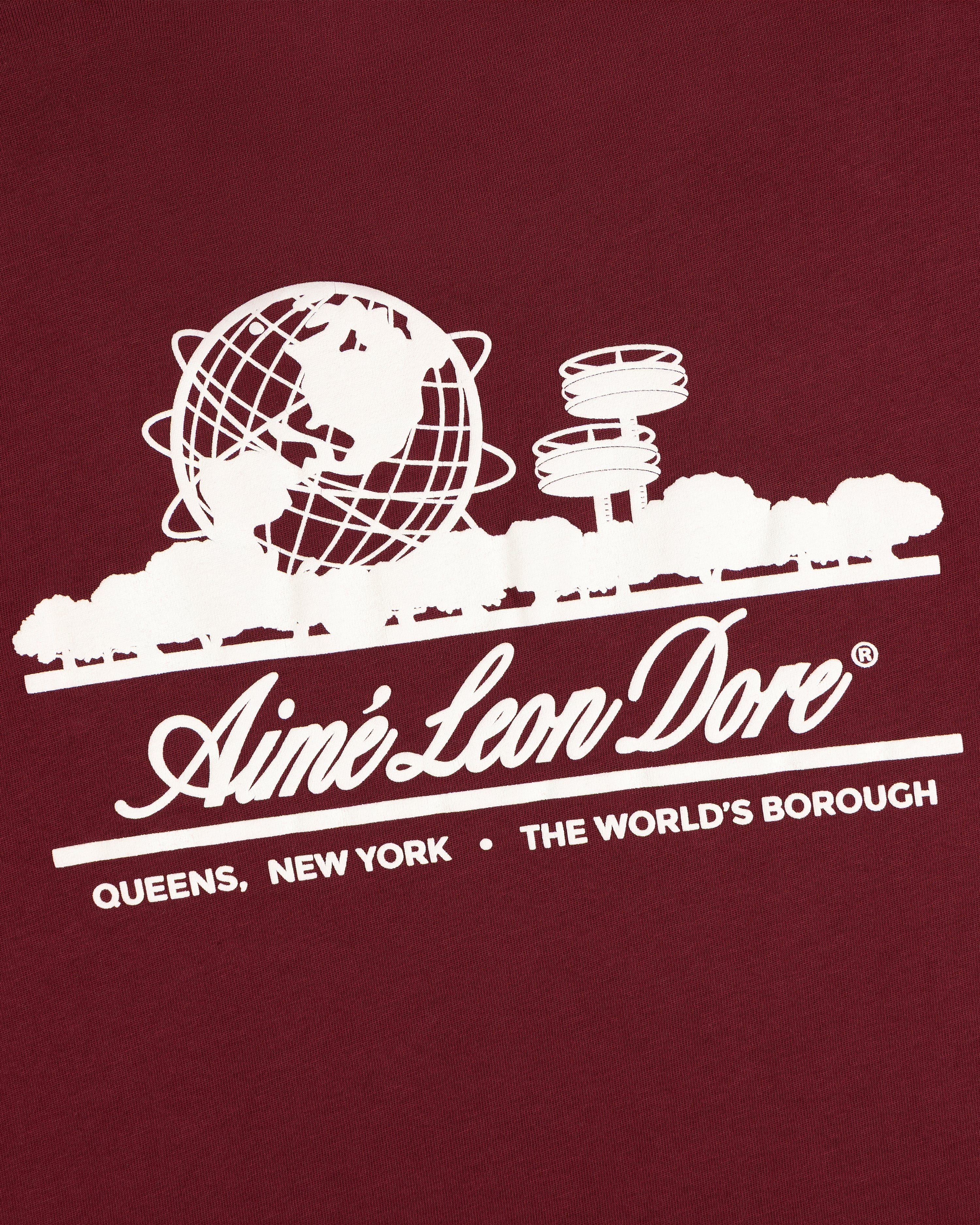 aim-leon-dore-unisphere-tee-rotes-baumwoll-t-shirt-regular-fit image 4