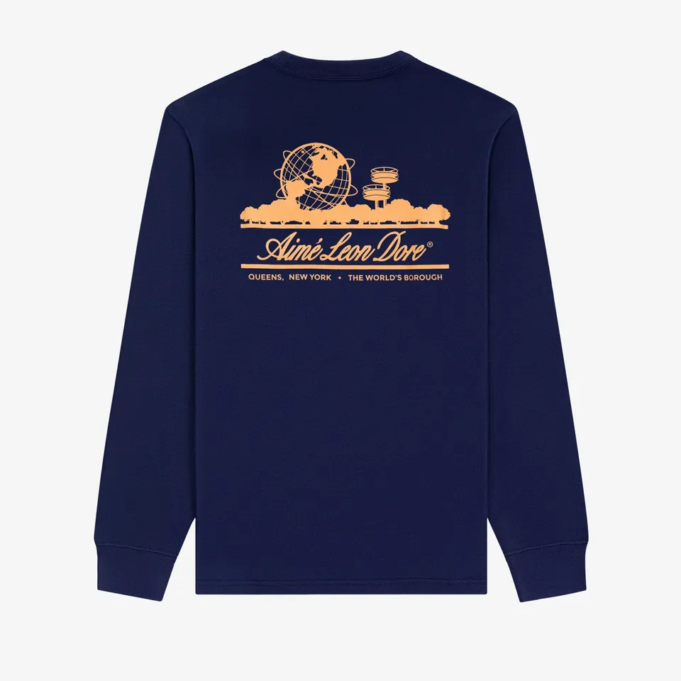 aim-leon-dore-long-sleeve-unisphere-tee-navy image 1