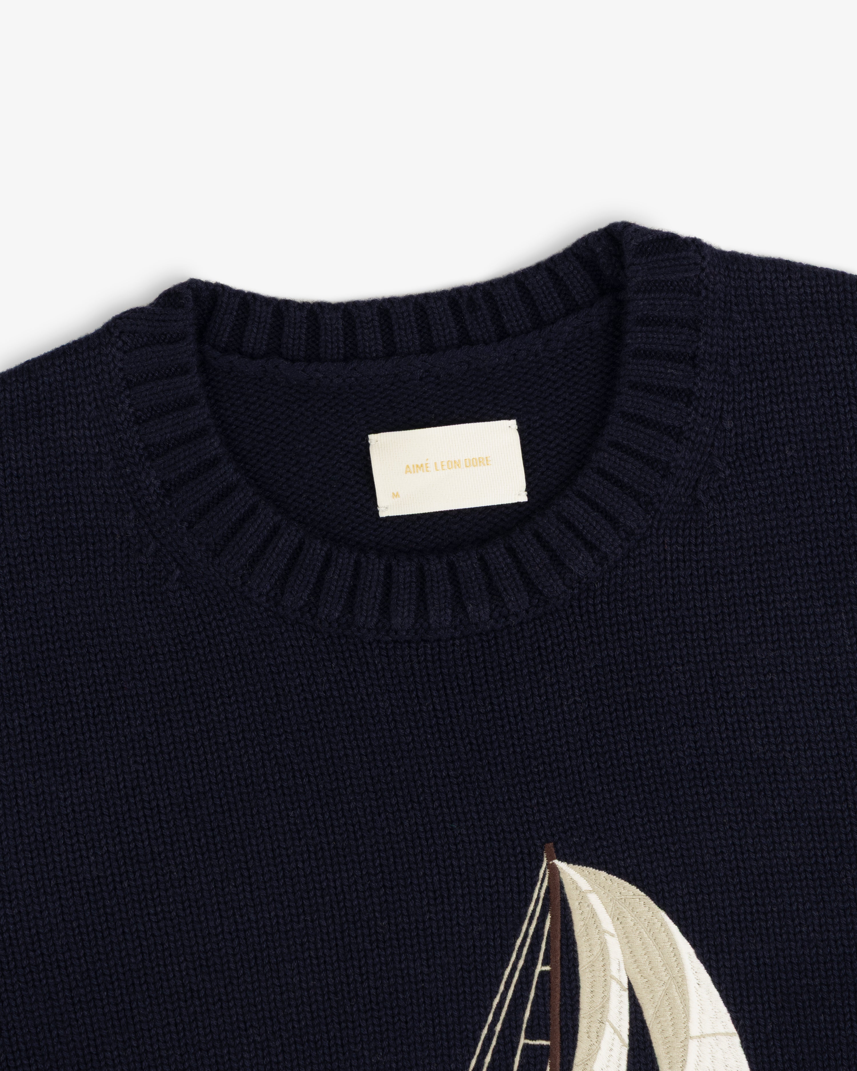 aim-leon-dore-regatta-embroidered-crewneck-sweater-navy image 3