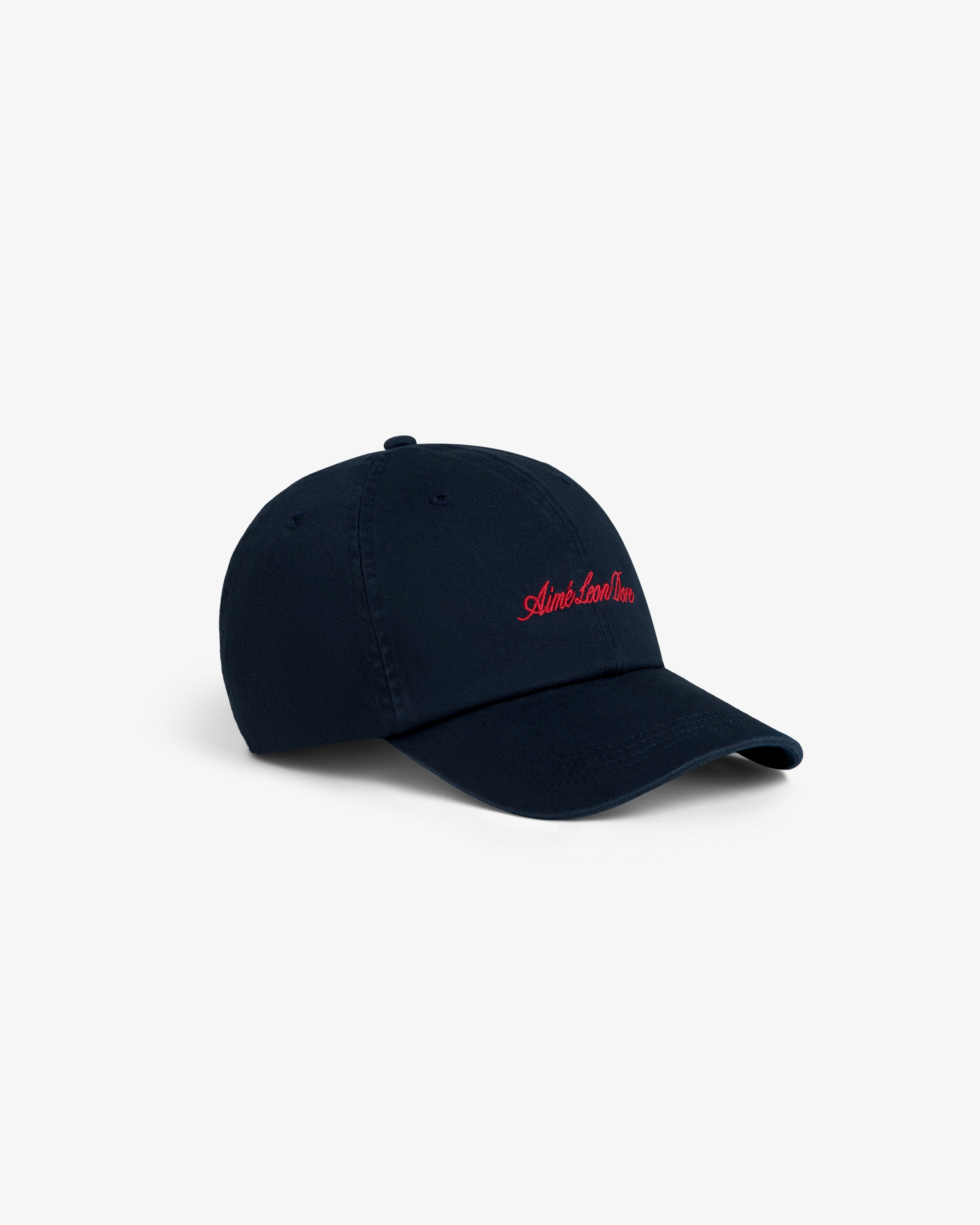 aim-leon-dore-washed-script-chino-hat-6-panel-navy image 3
