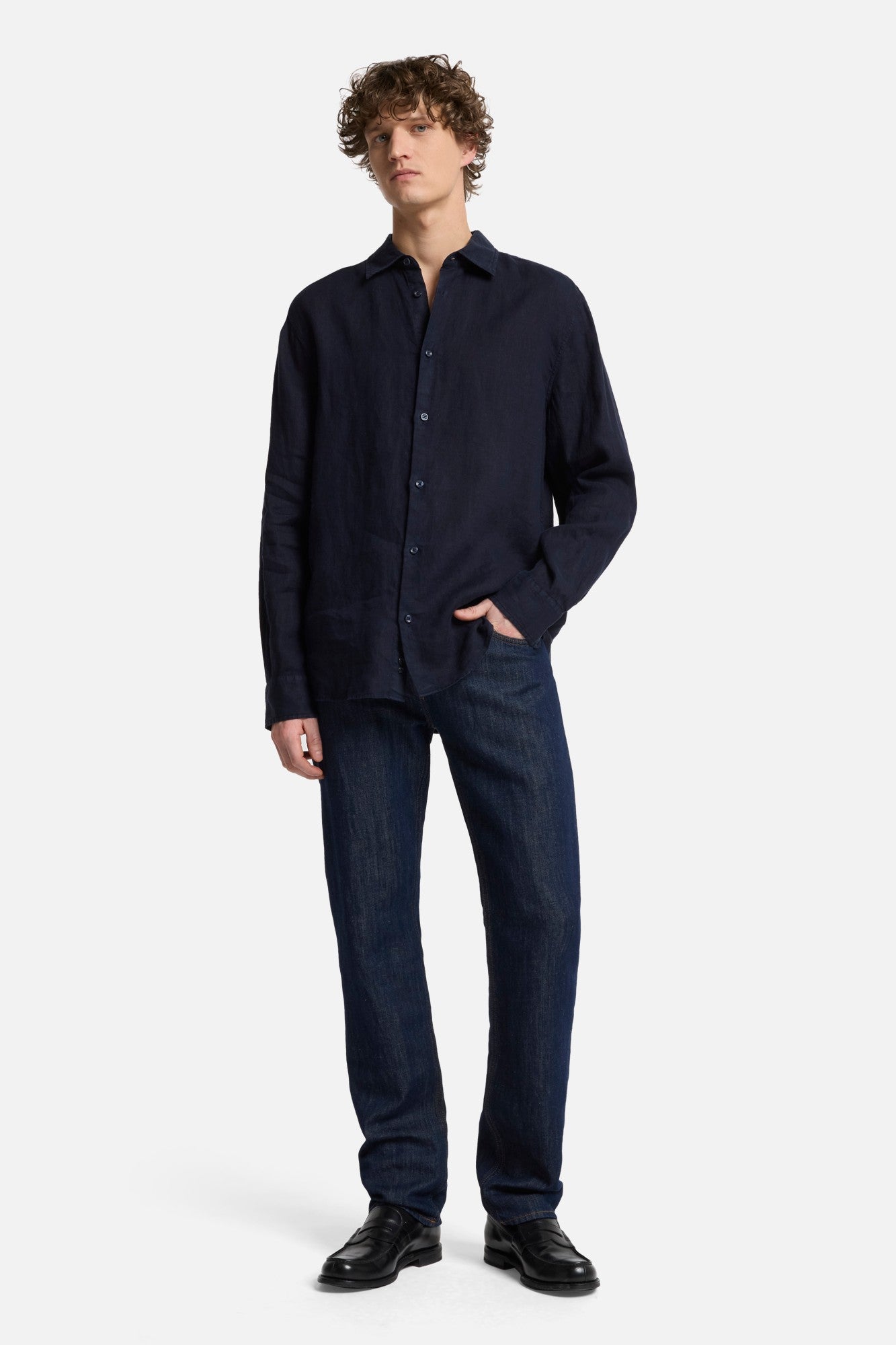 7-for-all-mankind-classic-linen-button-up-hemd-navy image 2