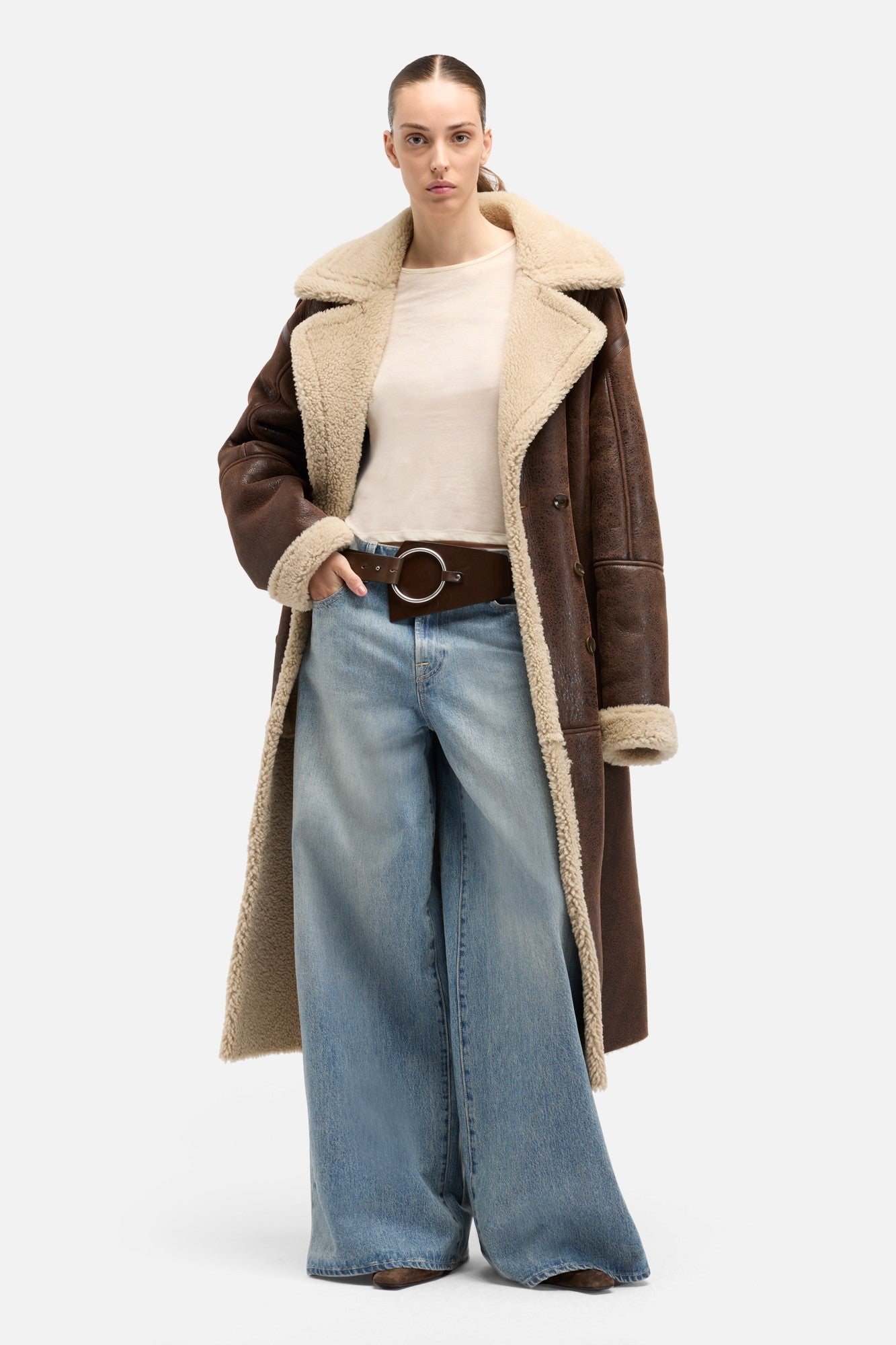 7-for-all-mankind-leather-shearling-mantel-braun-damen image 2