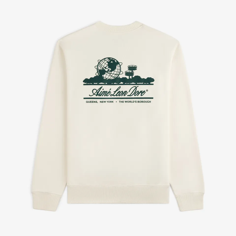 aim-leon-dore-unisphere-crewneck-sweatshirt-cream image 1