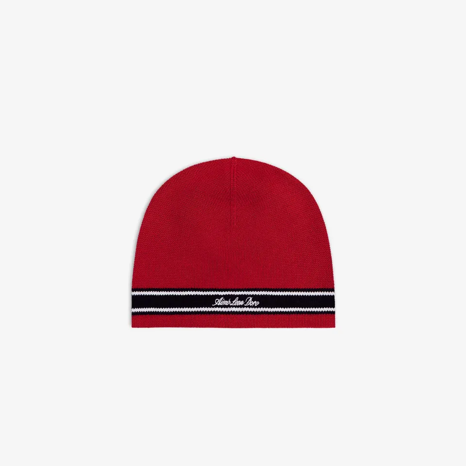 aim-leon-dore-stripe-knit-beanie-rote-strickm-tze-aus-baumwolle image 1