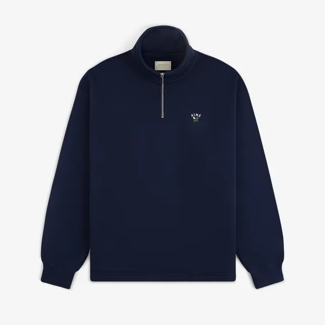 aim-leon-dore-crest-quarter-zip-pullover-navy-loopback-terry image 1