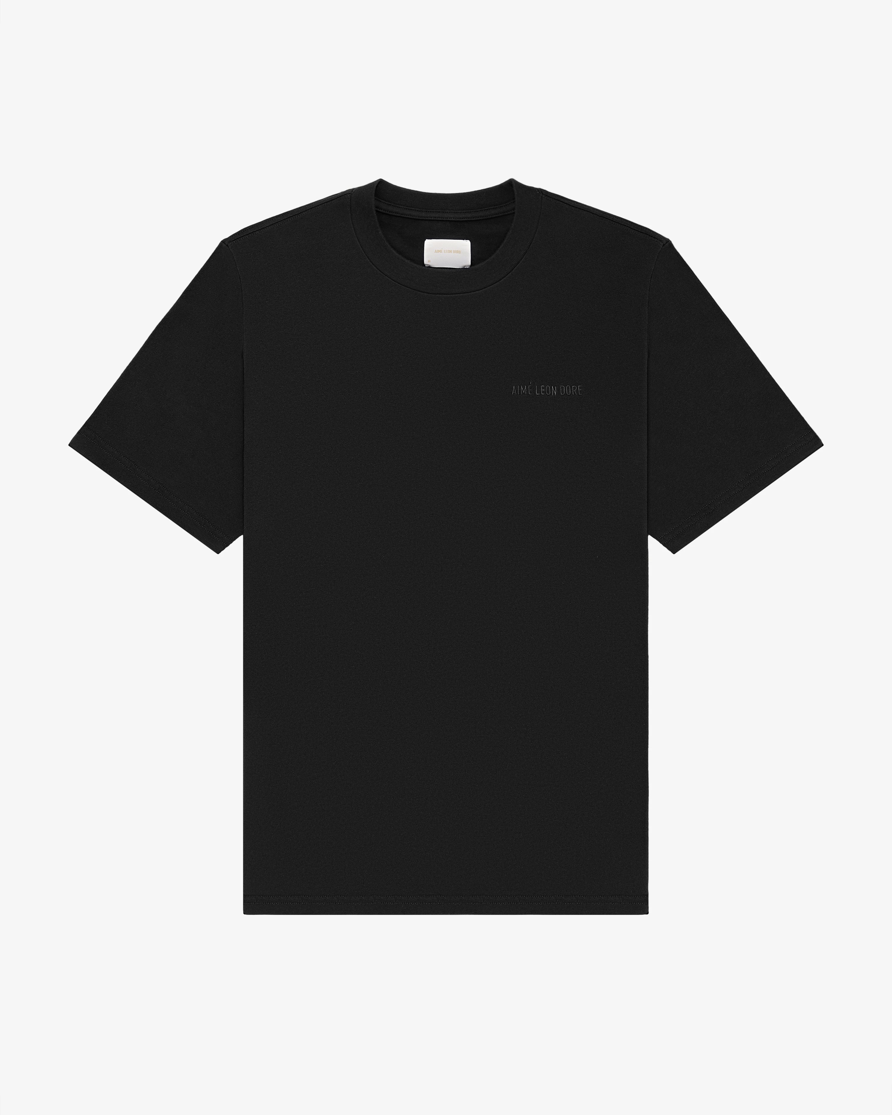 aim-leon-dore-tonal-logo-tee-schwarz-baumwolle image 2
