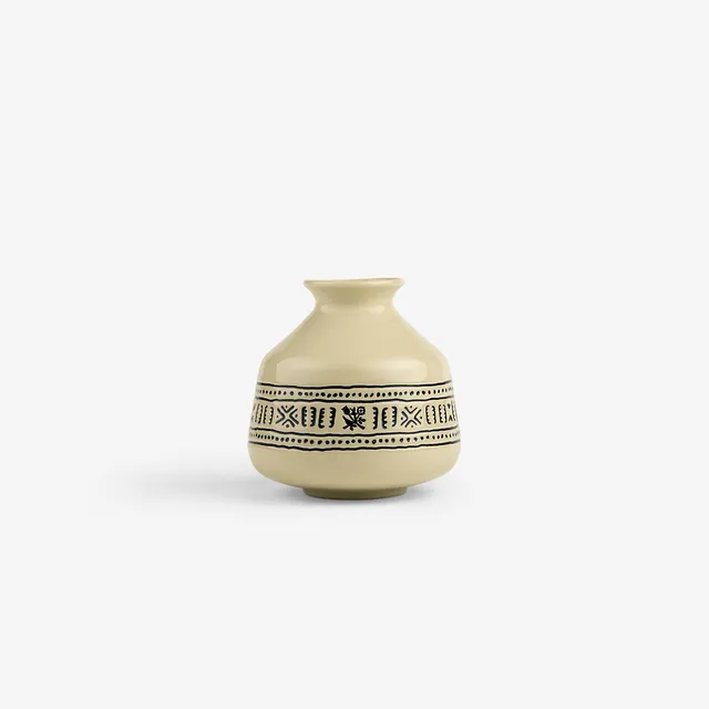 aim-leon-dore-textile-patterned-bud-vase-beige-steingutvase image 1