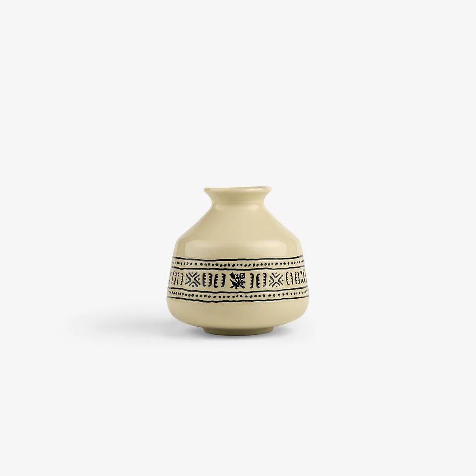 aim-leon-dore-textile-patterned-bud-vase-beige-steingutvase image 1