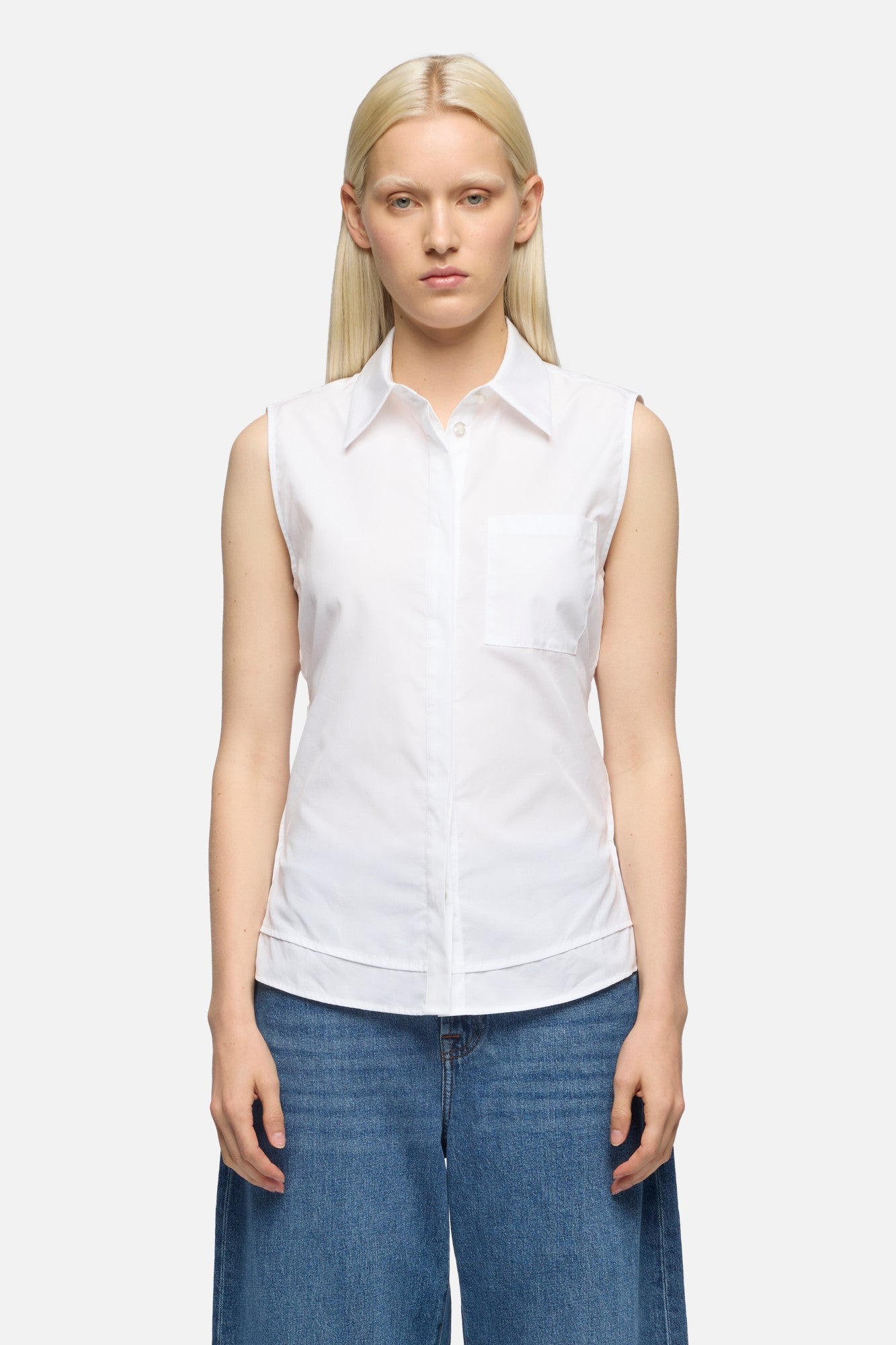 7-for-all-mankind-open-back-sleeveless-shirt-bluse-poplin-optical-white image 3