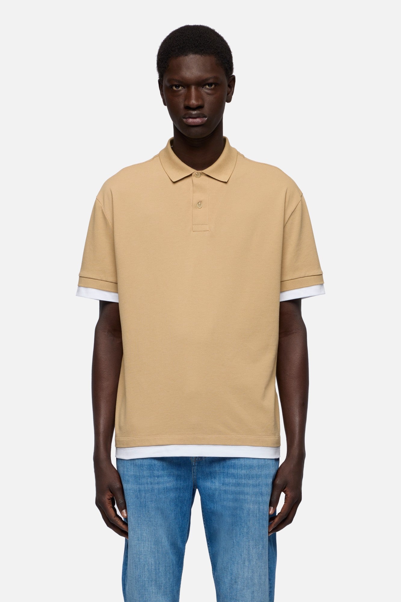 7-for-all-mankind-double-layer-polo-herren-shirt-tan image 3