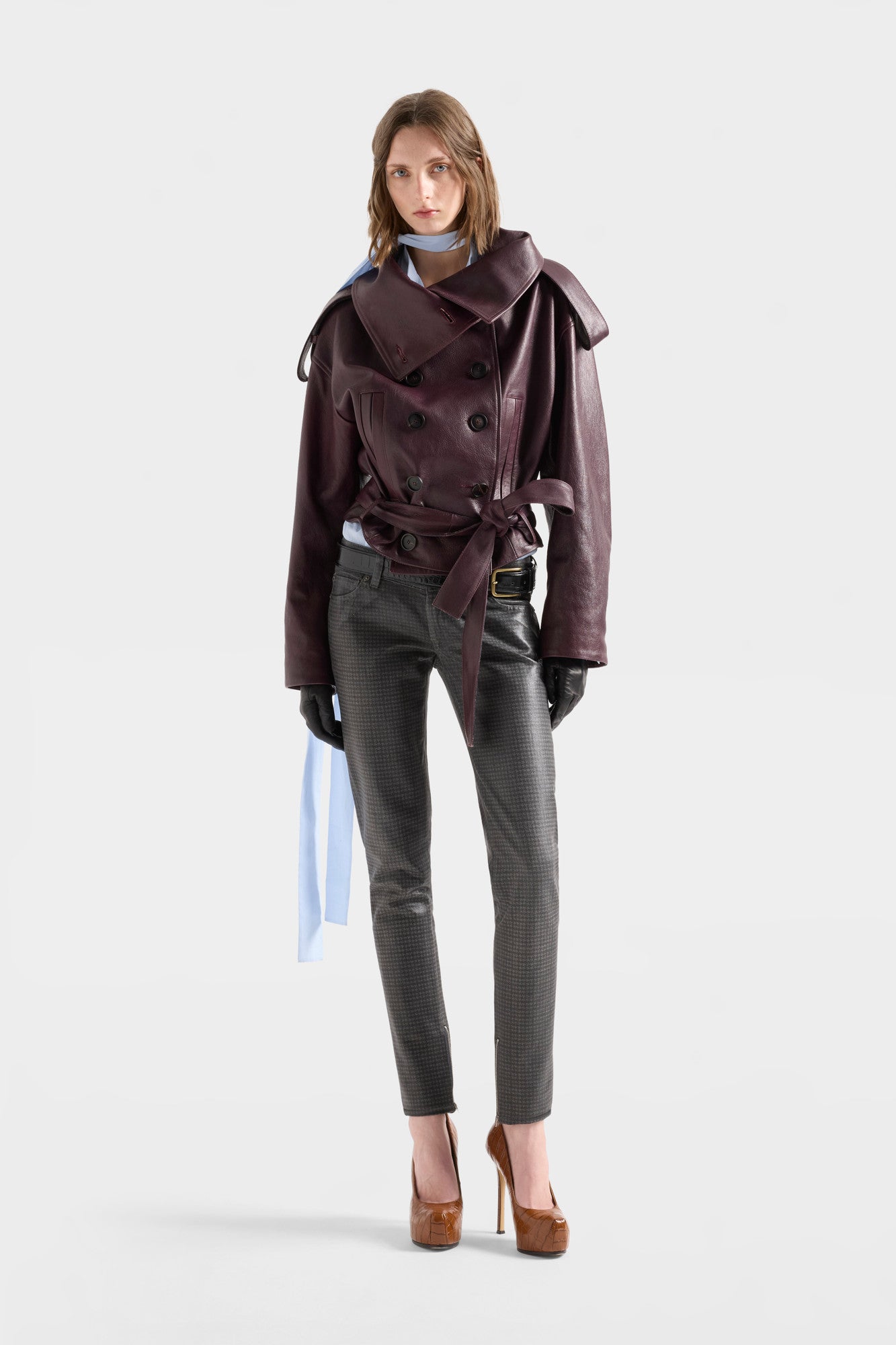 7-for-all-mankind-double-breasted-high-neck-short-coat-leather-black-cherry image 2