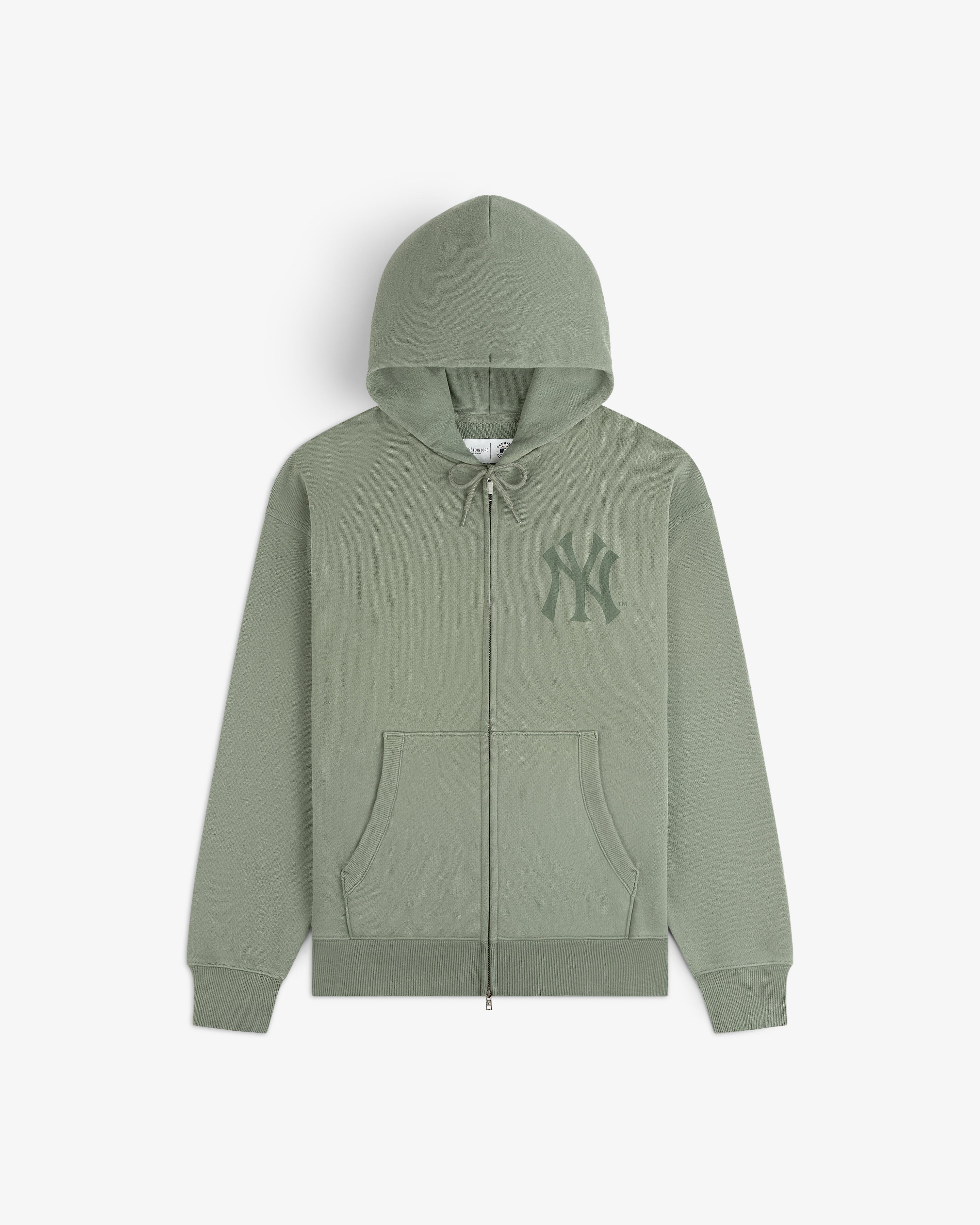 aim-leon-dore-yankees-washed-full-zip-hoodie-sweatjacke-gr-n image 2