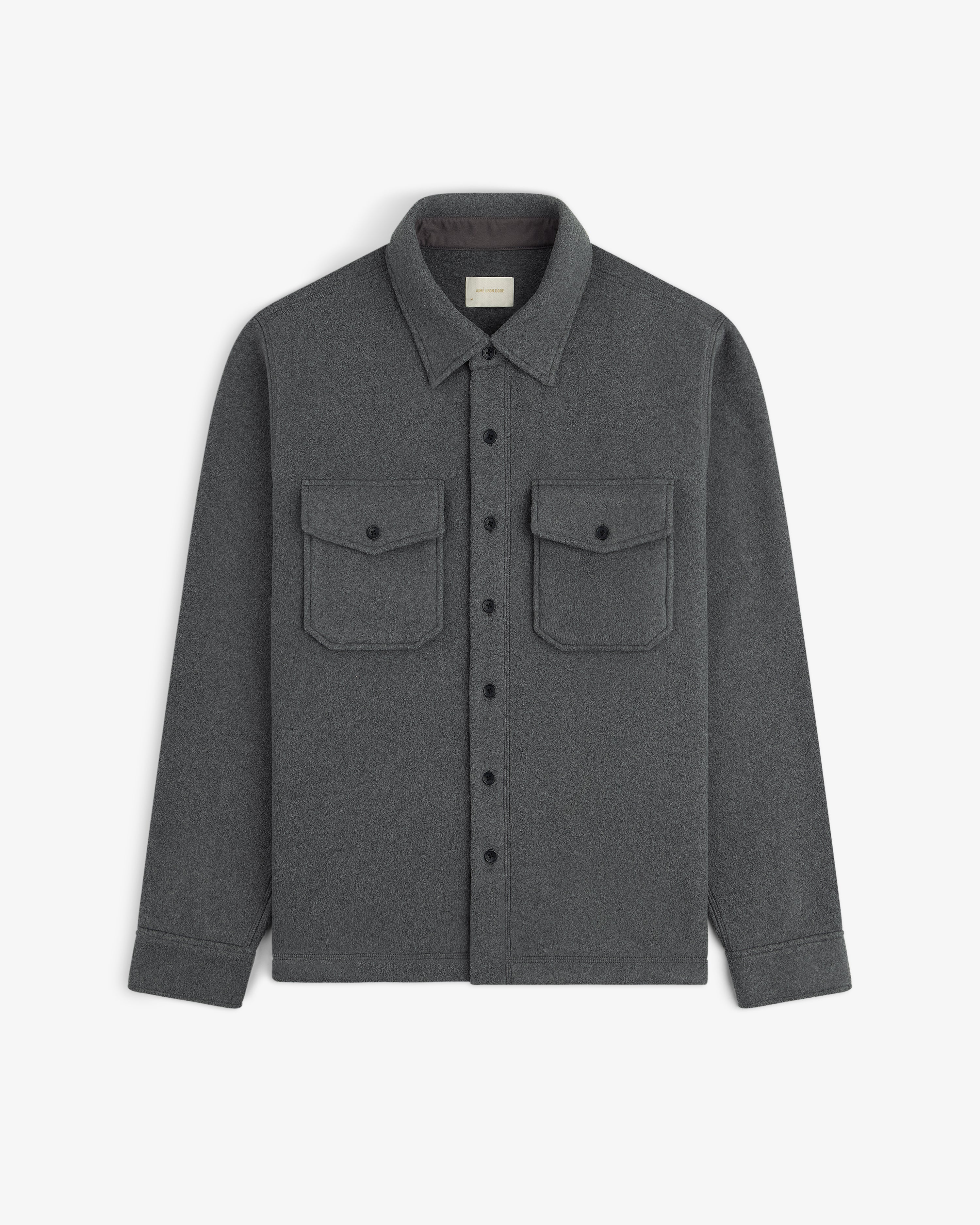 aim-leon-dore-melange-fleece-shirt-graues-fleecehemd-regular-fit image 2
