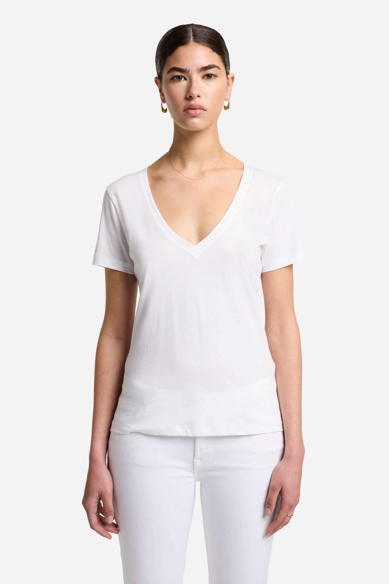 7-for-all-mankind-pima-cotton-easy-v-neck-t-shirt-damen-optic-white image 2