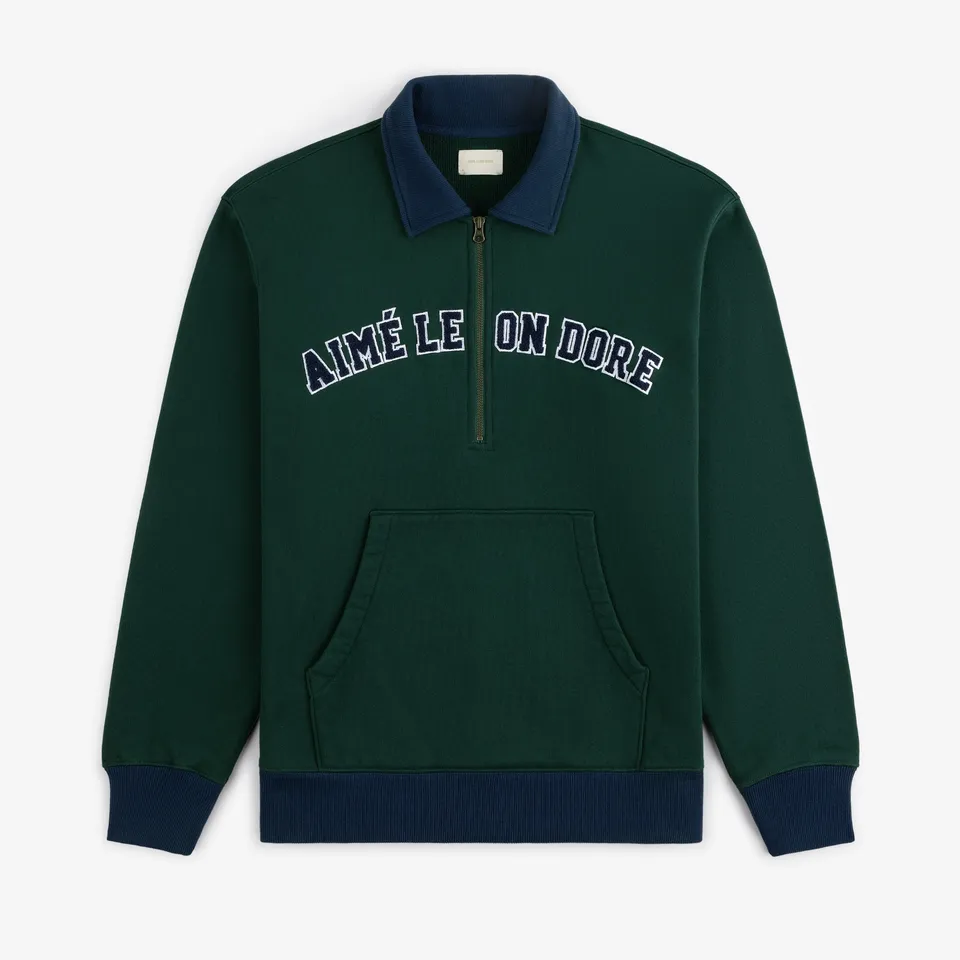 aim-leon-dore-collegiate-quarter-zip-pullover-gr-n image 1
